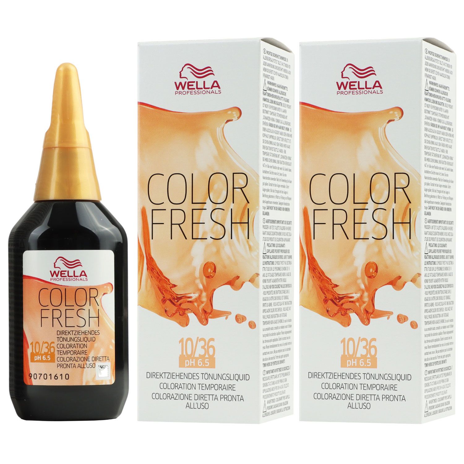 Wella Color Fresh T�nungsliquid 2 x 75 ml 10/36 hell lichtblond gold violett Set