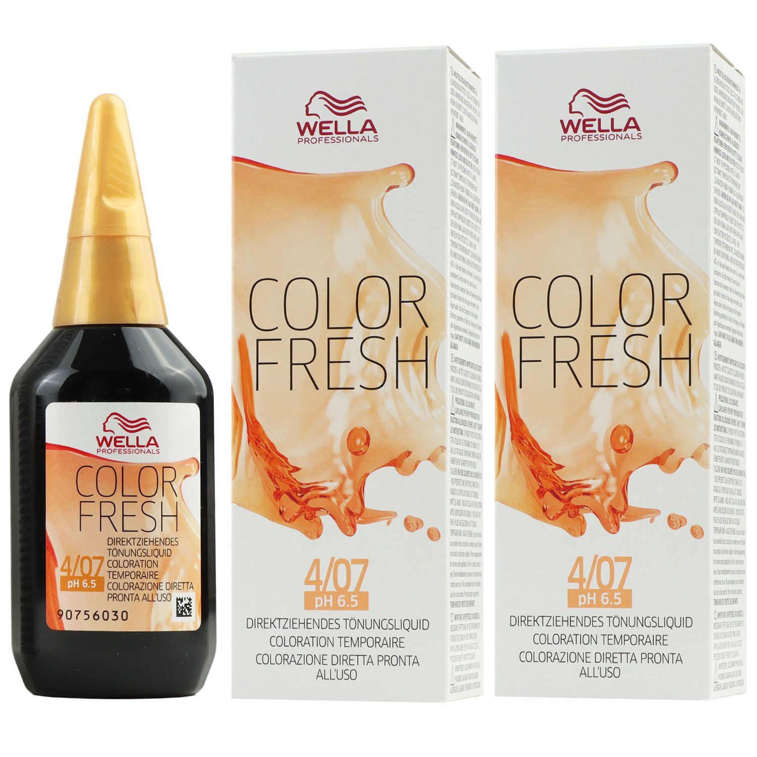 Wella Color Fresh T�nungsliquid 2 x 75 ml 4/07 mittelbraun natur braun Set