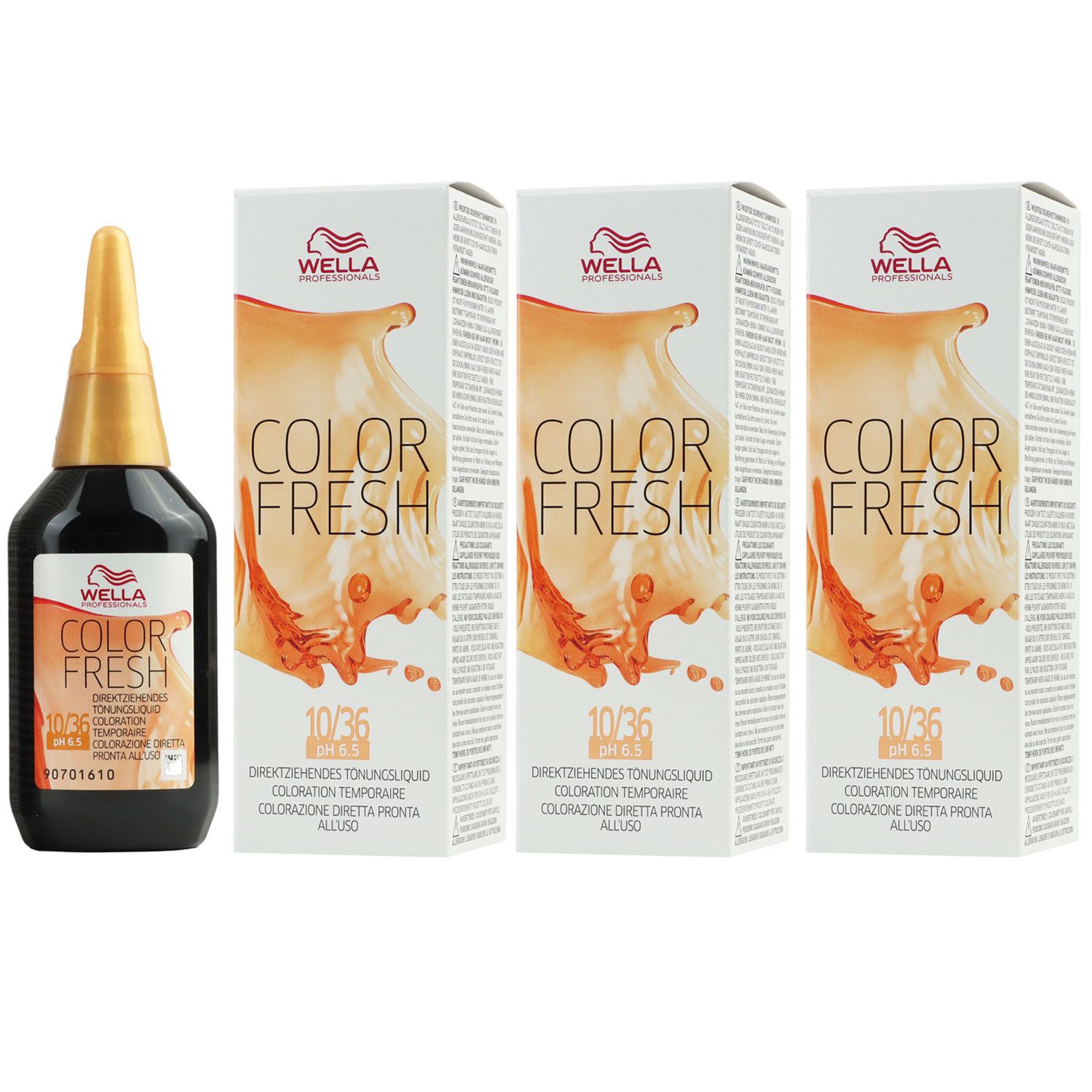 Wella Color Fresh T�nungsliquid 3 x 75 ml 10/36 hell lichtblond gold violett Set