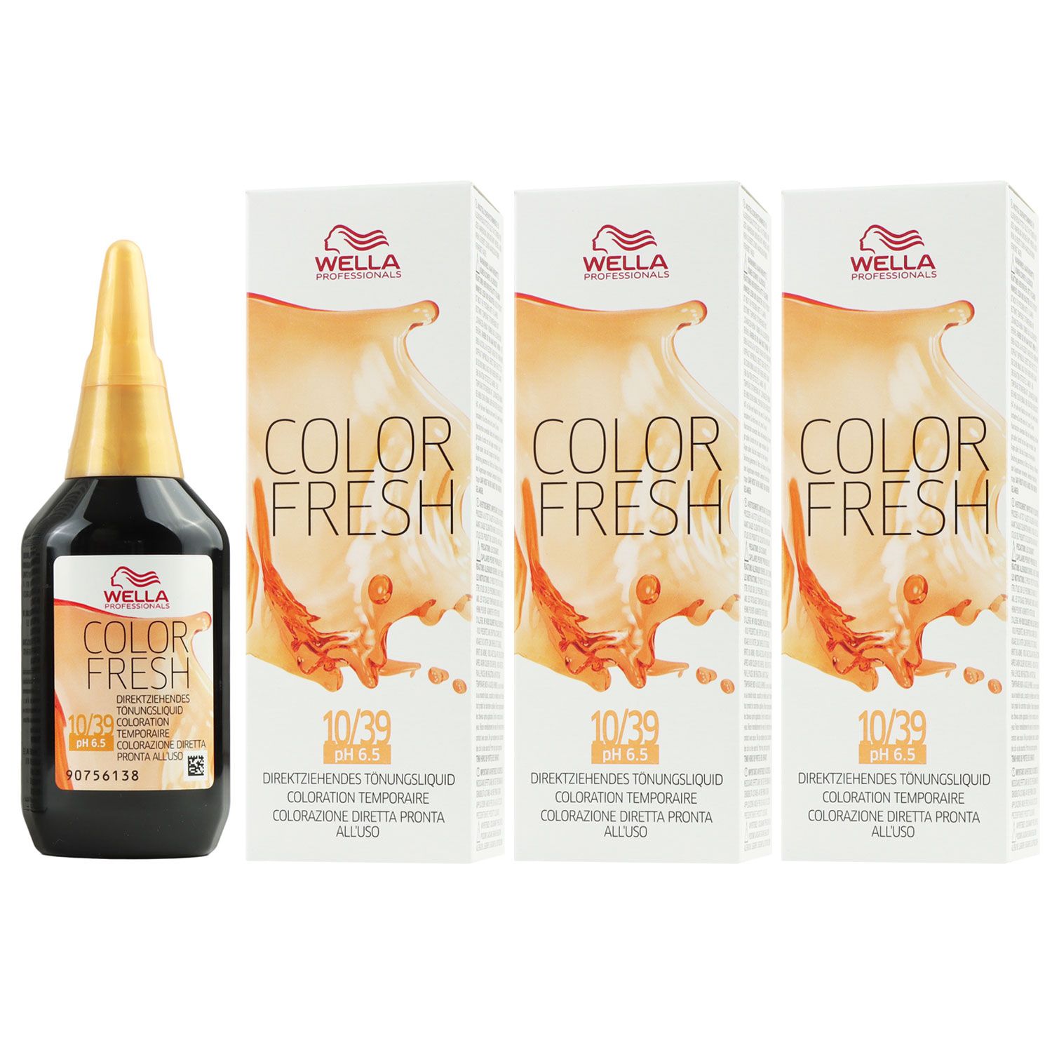 Wella Color Fresh T�nungsliquid 3 x 75 ml 10/39 hell lichtblond gold cendre Set