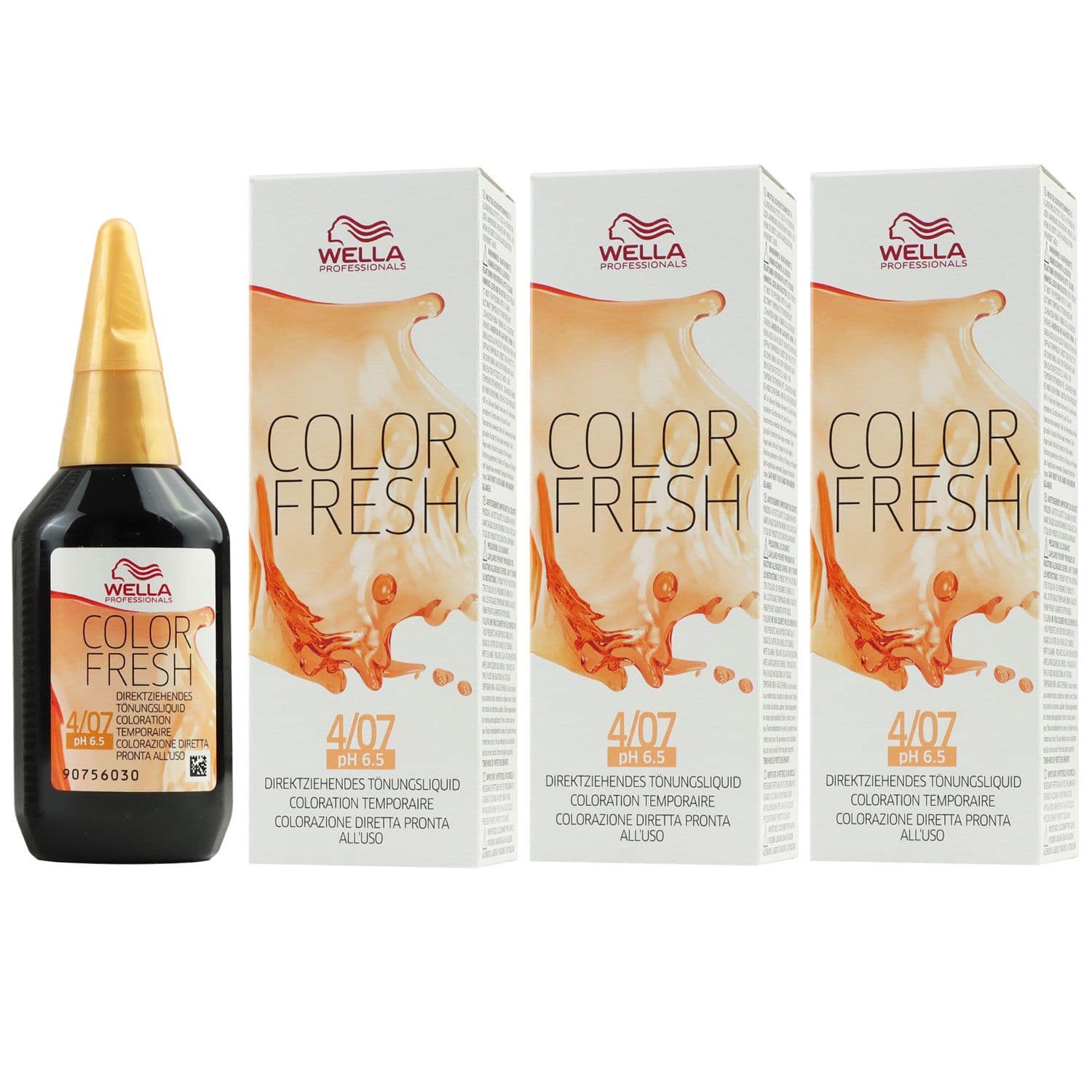 Wella Color Fresh T�nungsliquid 3 x 75 ml 4/07 mittelbraun natur braun Set
