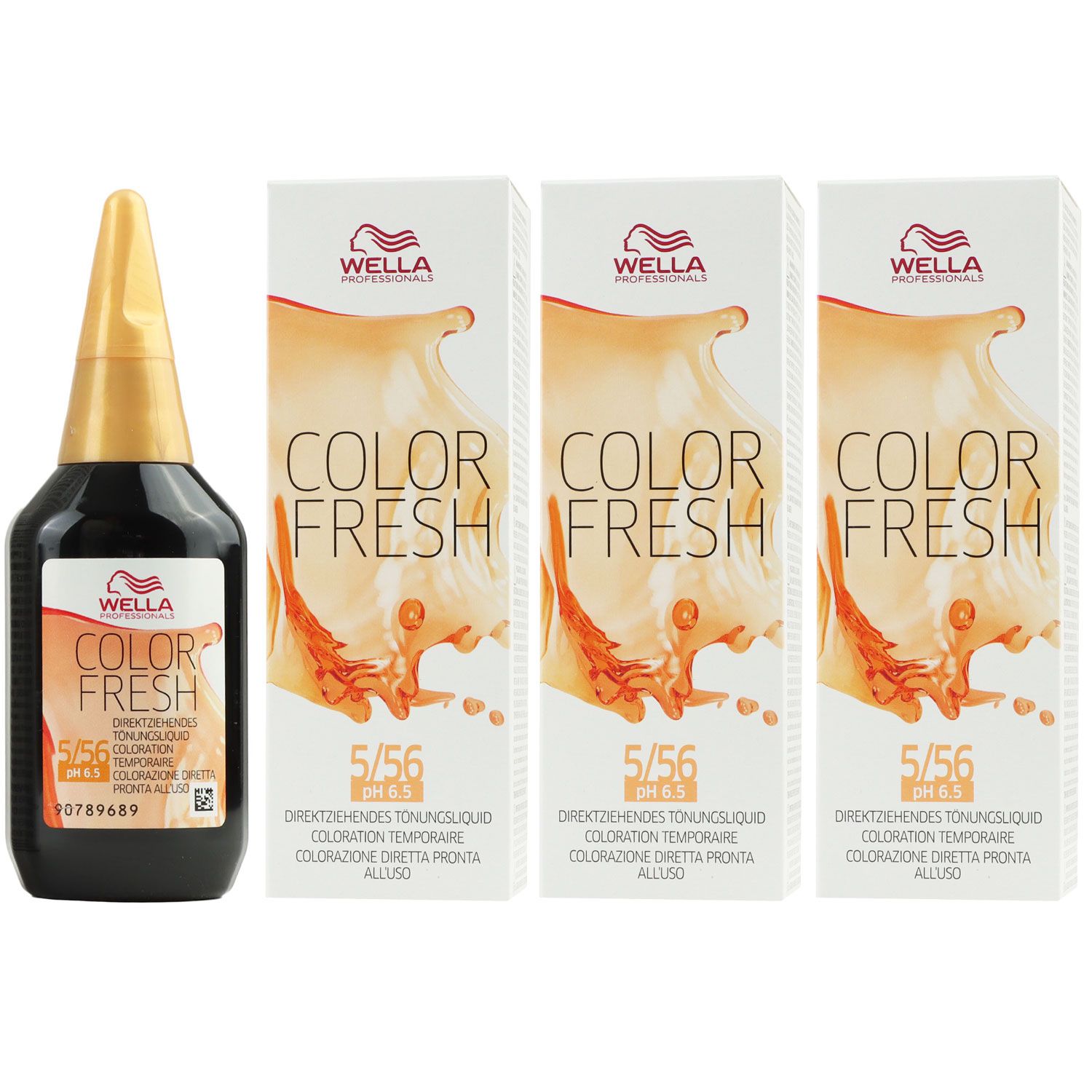 Wella Color Fresh T�nungsliquid 3 x 75 ml 5/56 hellbraun mahagoni violett Set