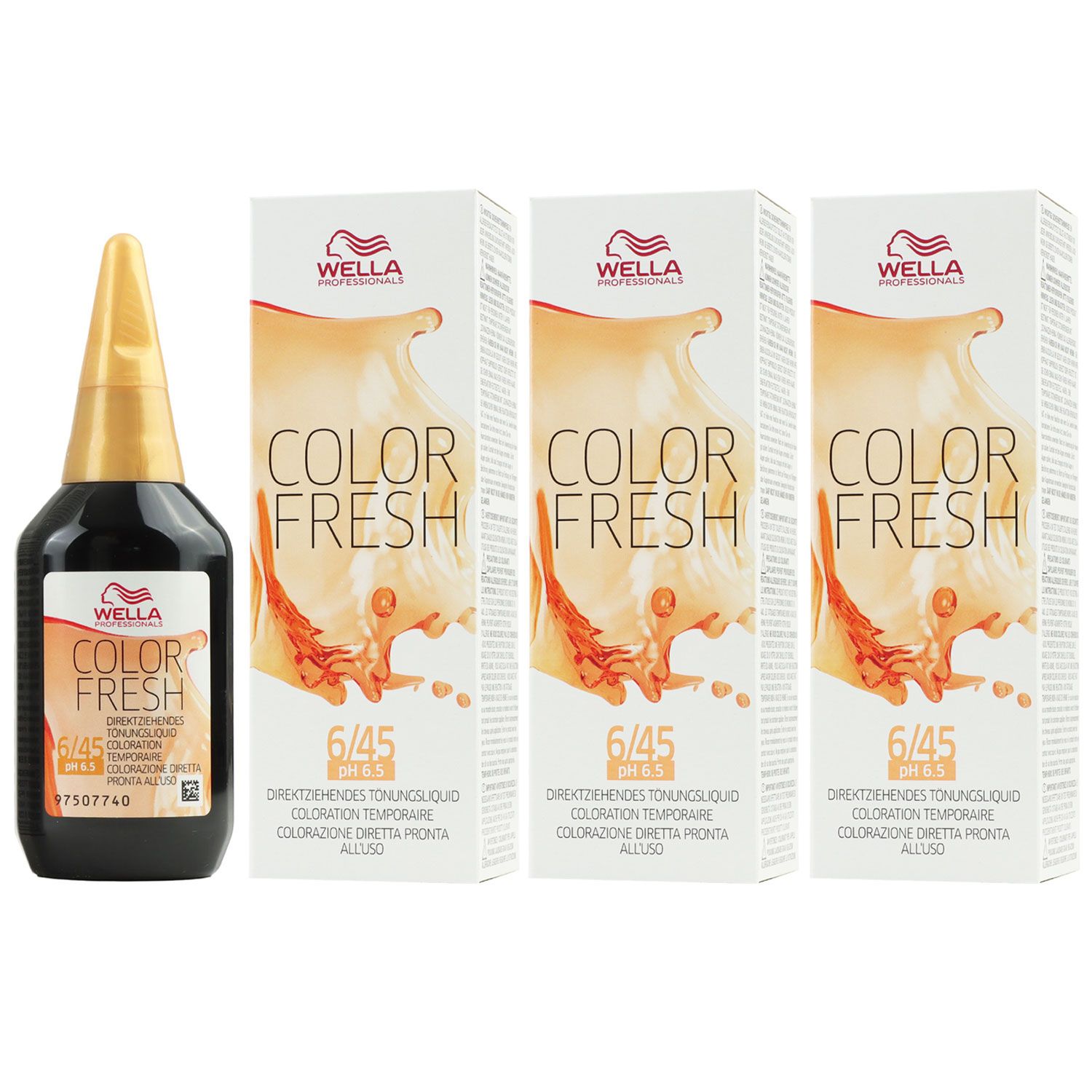 Wella Color Fresh T�nungsliquid 3 x 75 ml 6/45 dunkelblond rot mahagoni Set