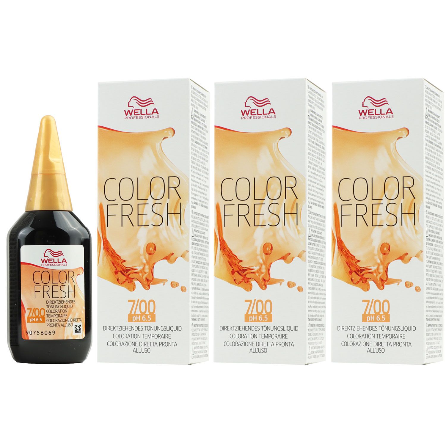 Wella Color Fresh T�nungsliquid 3 x 75 ml 7/00 mittelblond natur Set