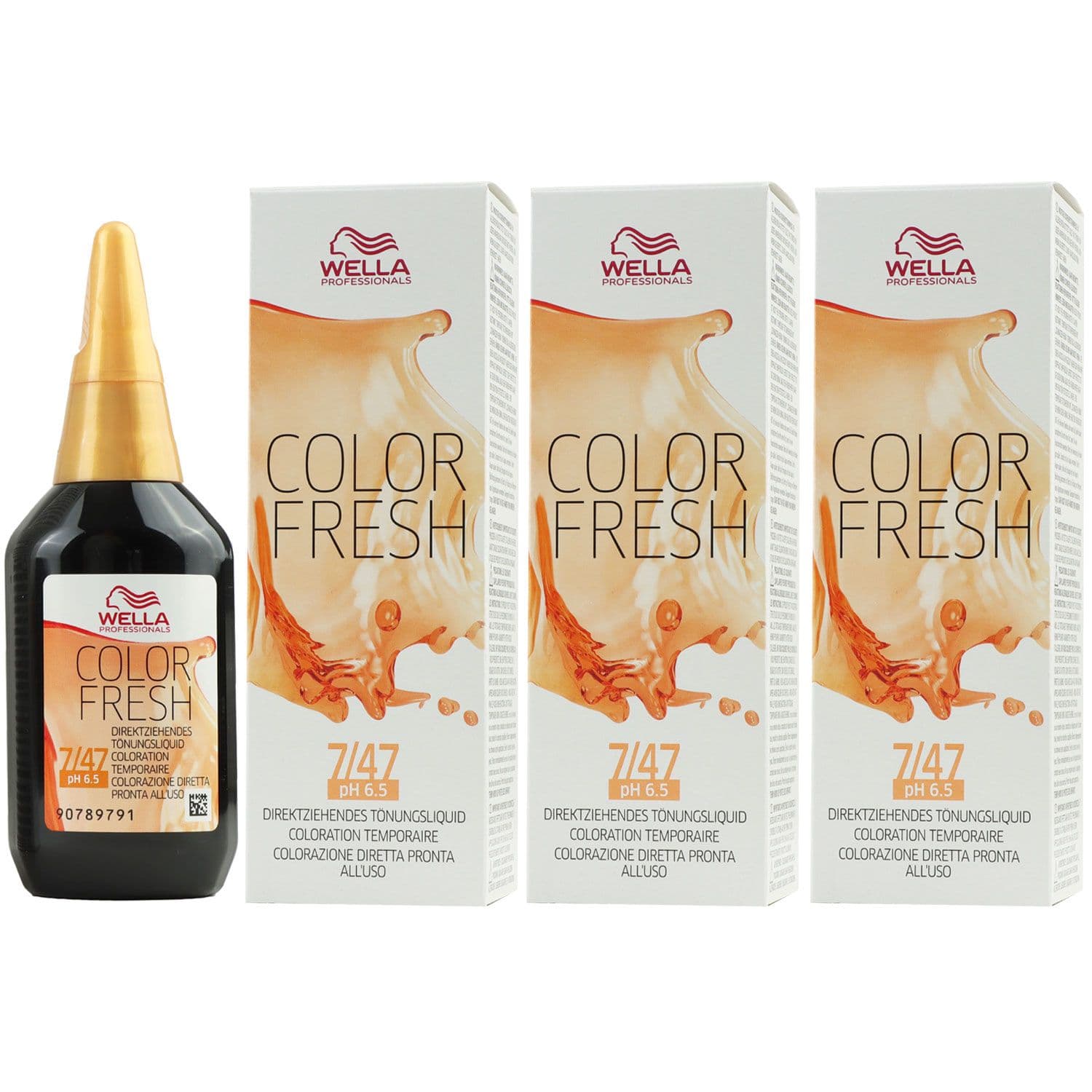 Wella Color Fresh T�nungsliquid 3 x 75 ml 7/47 mittelblond rot braun Set