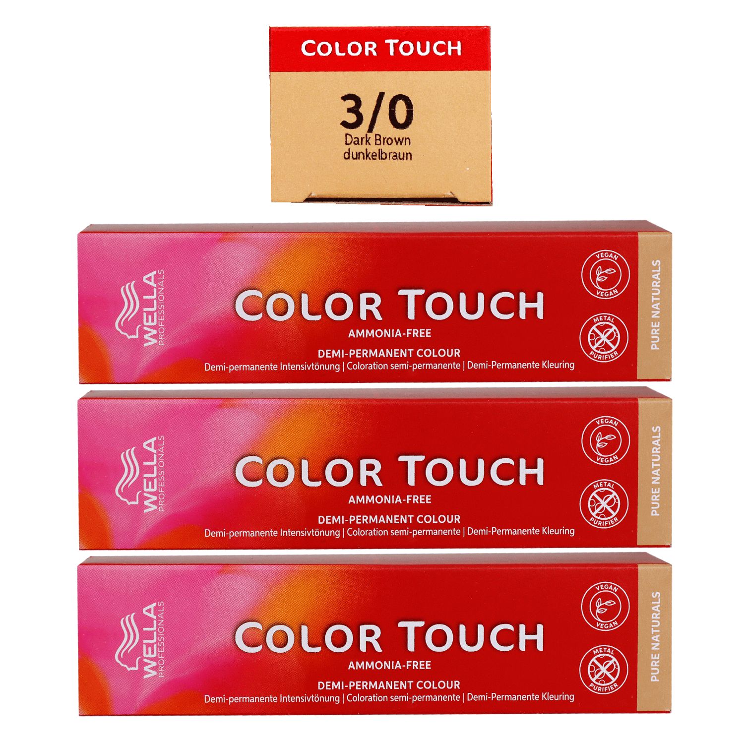 Wella Color Touch 3 x 60 ml 3/0 dunkelbraun Set