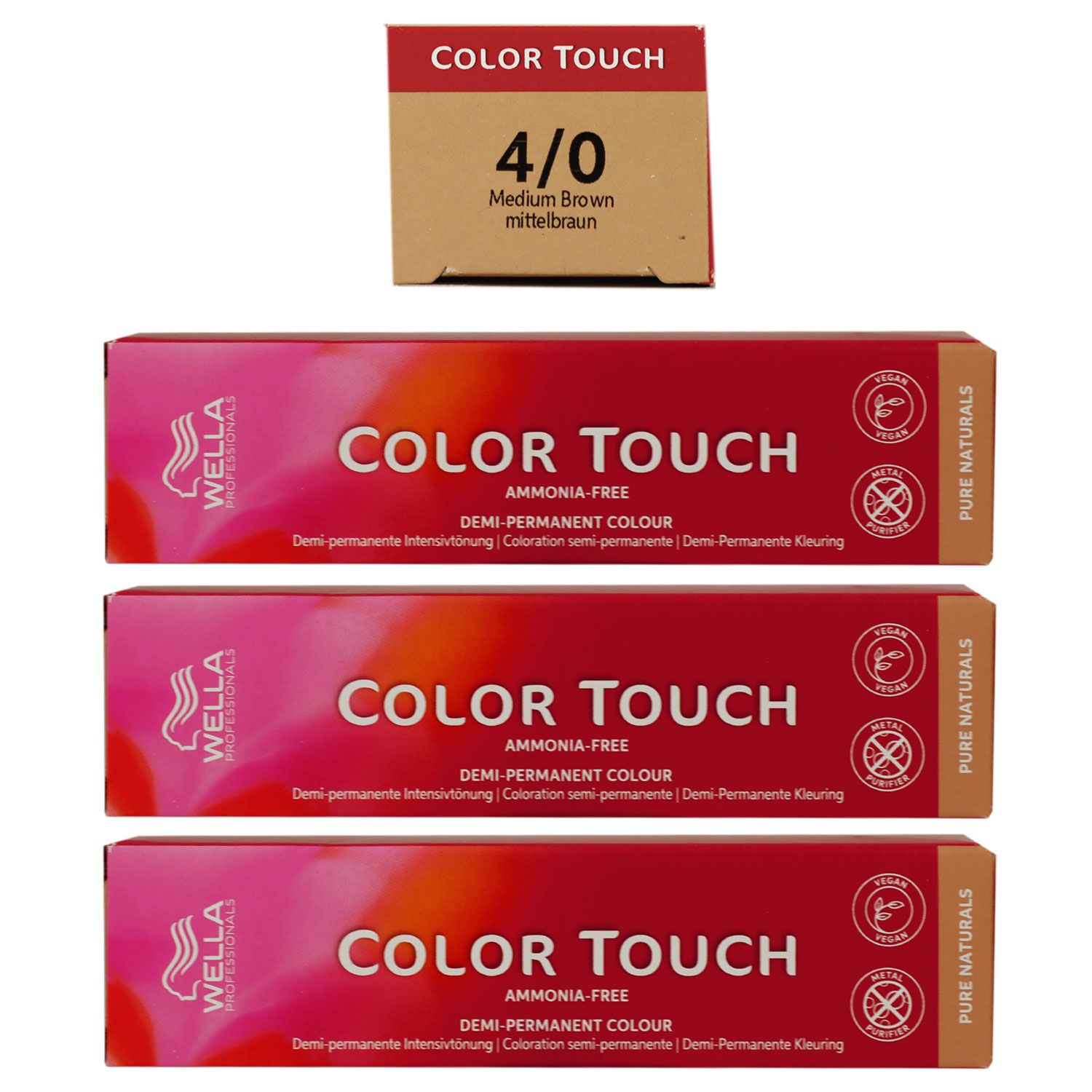 Wella Color Touch 3 x 60 ml 4/0 mittelbraun Set