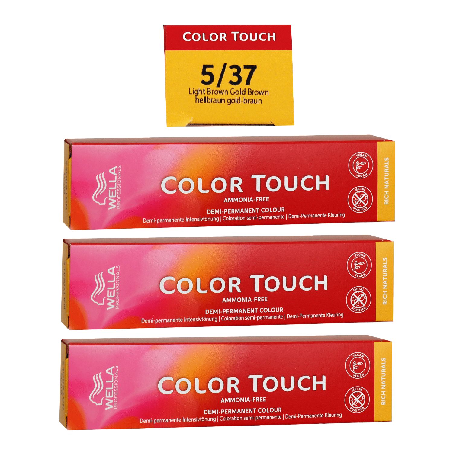 Wella Color Touch 3 x 60 ml 5/37 hellbraun gold braun Set