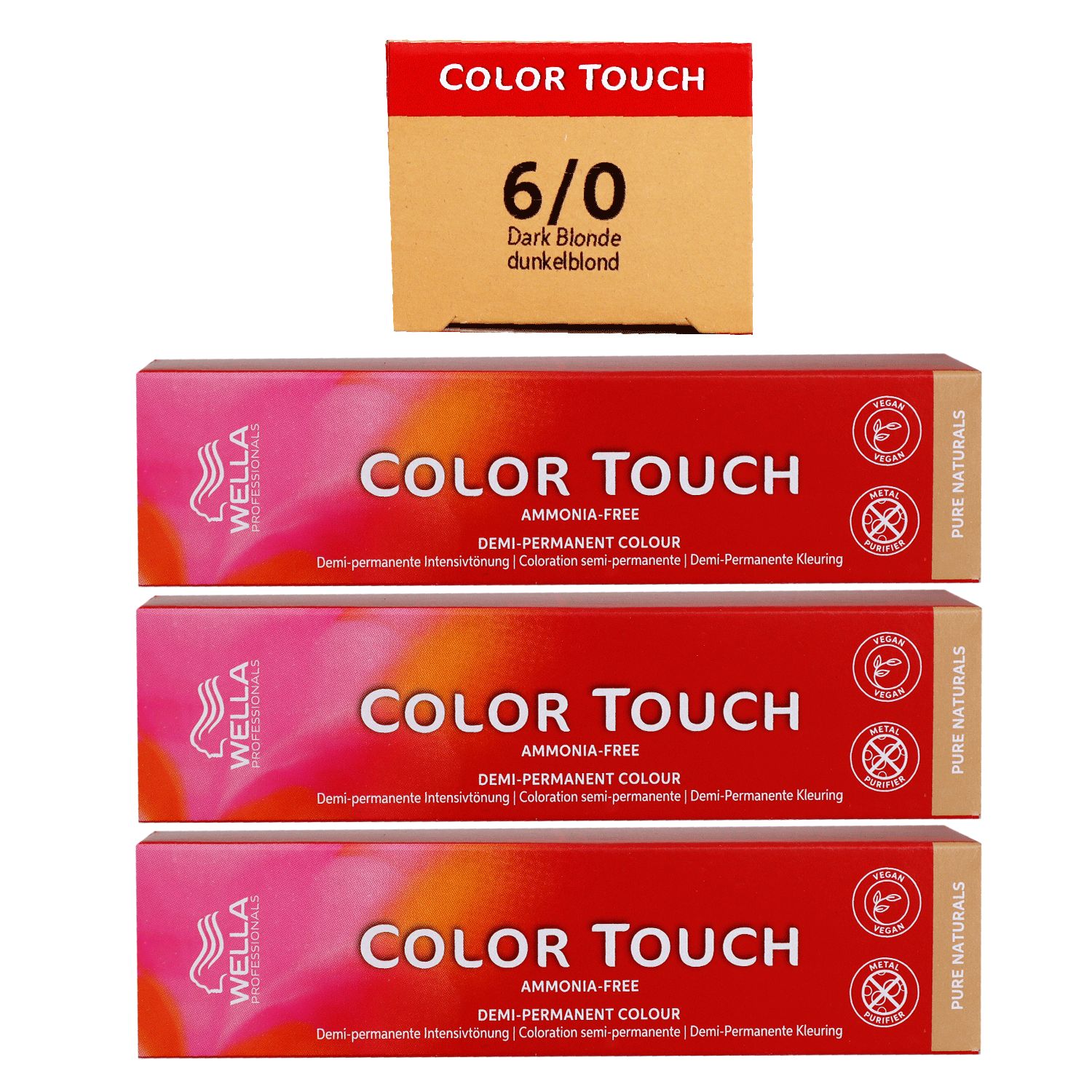 Wella Color Touch 3 x 60 ml 6/0 dunkelblond Set
