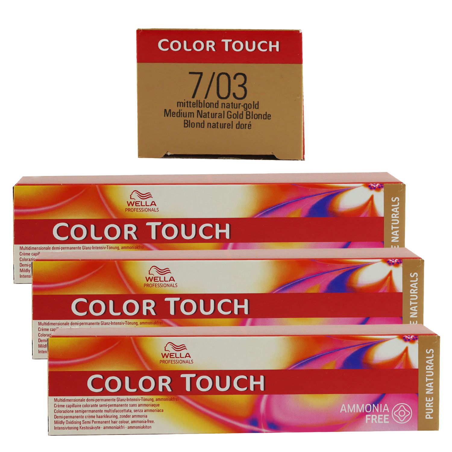 Wella Color Touch 3 x 60 ml 7/03 mittelblond natur gold Set