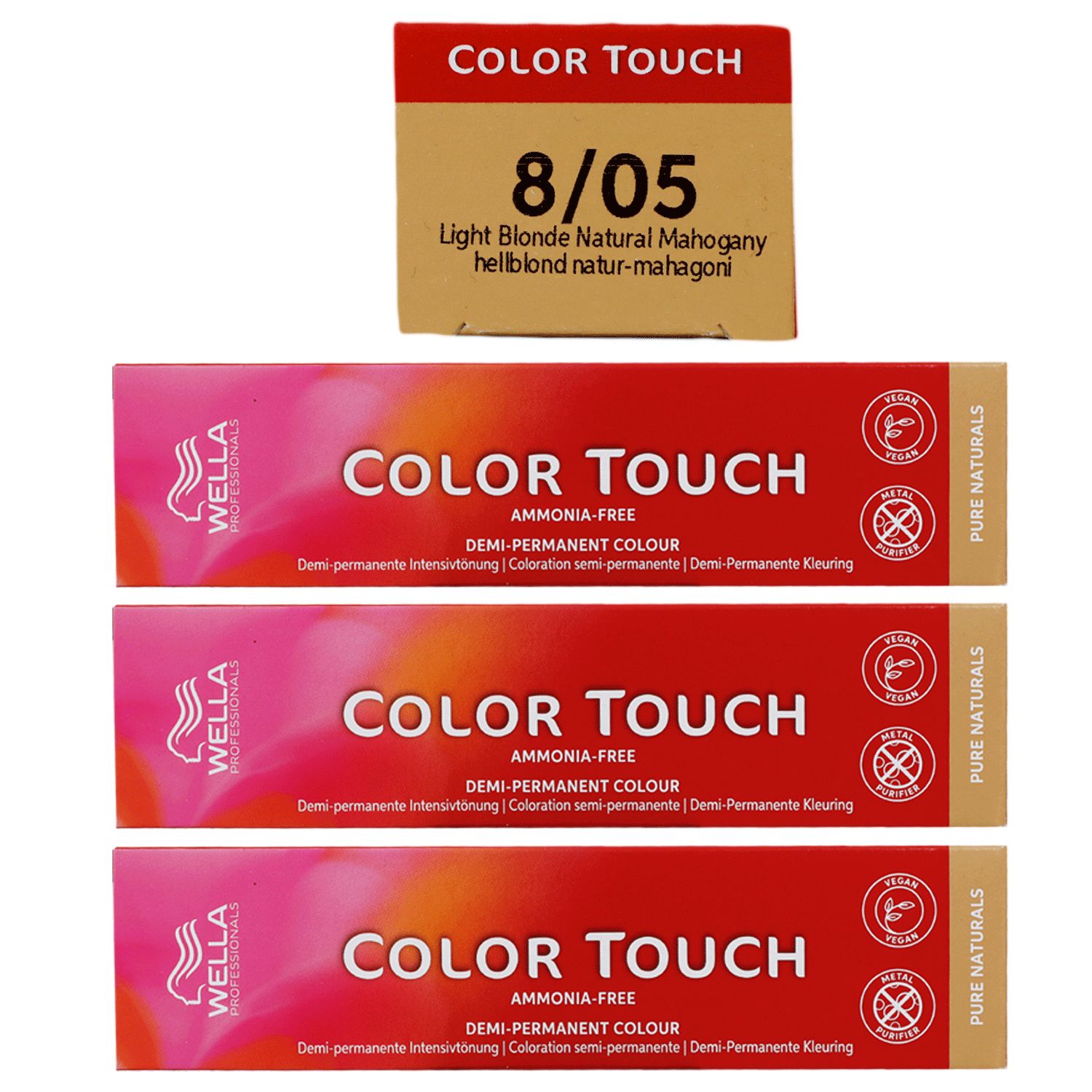 Wella Color Touch 3 x 60 ml 8/05 hellblond natur mahagoni Set