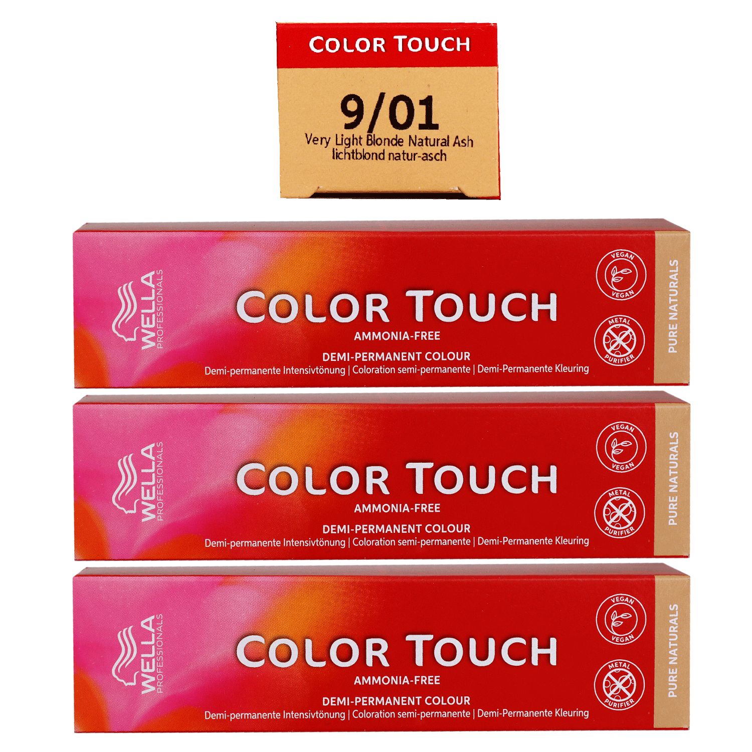 Wella Color Touch 3 x 60 ml 9/01 lichtblond natur asch Set