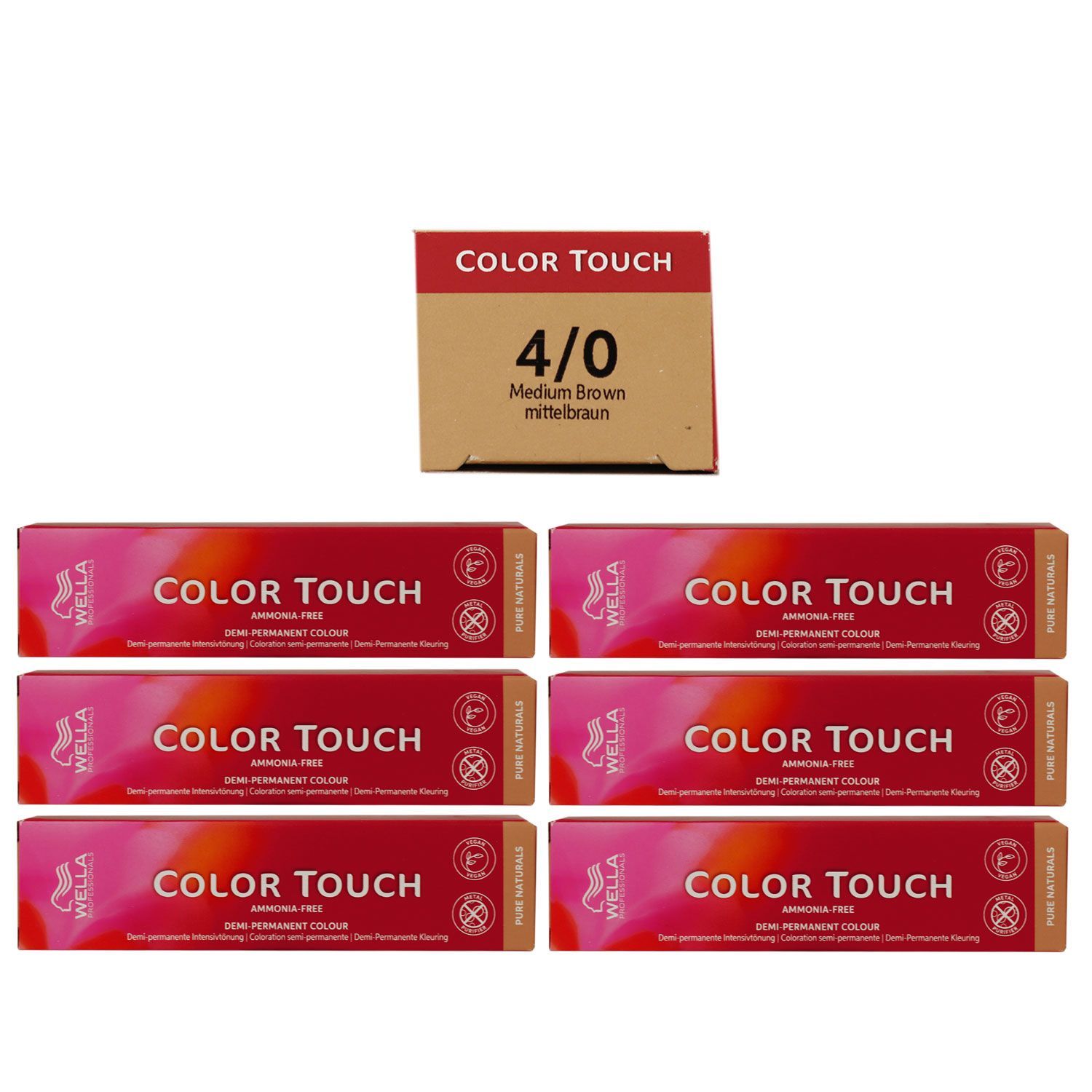 Wella Color Touch 6 x 60 ml 4/0 mittelbraun Set