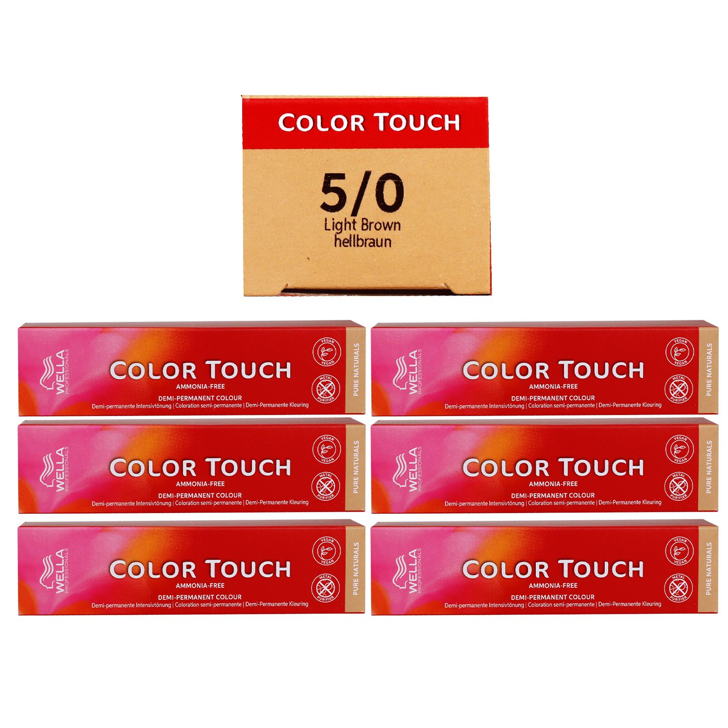 Wella Color Touch 6 x 60 ml 5/0 hellbraun Set