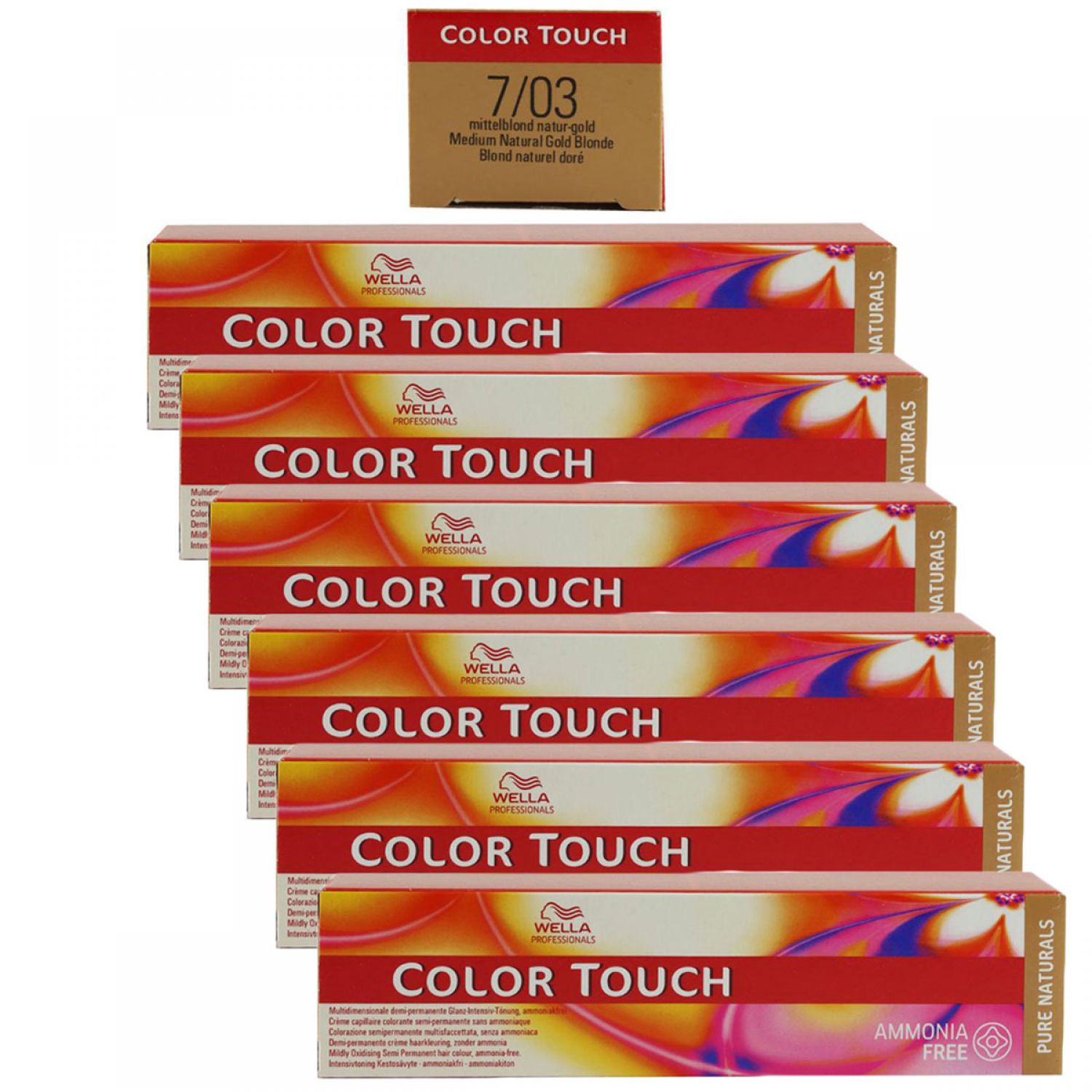 Wella Color Touch 6 x 60 ml 7/03 mittelblond natur gold Set