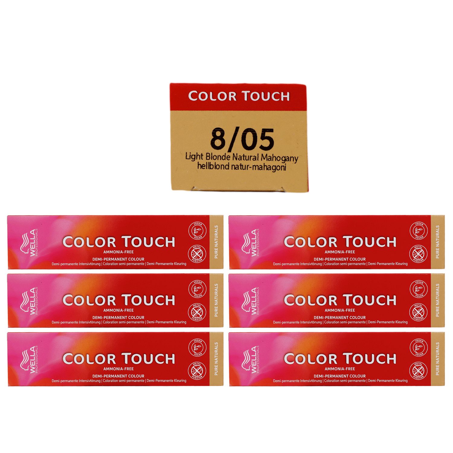 Wella Color Touch 6 x 60 ml 8/05 hellblond natur mahagoni Set