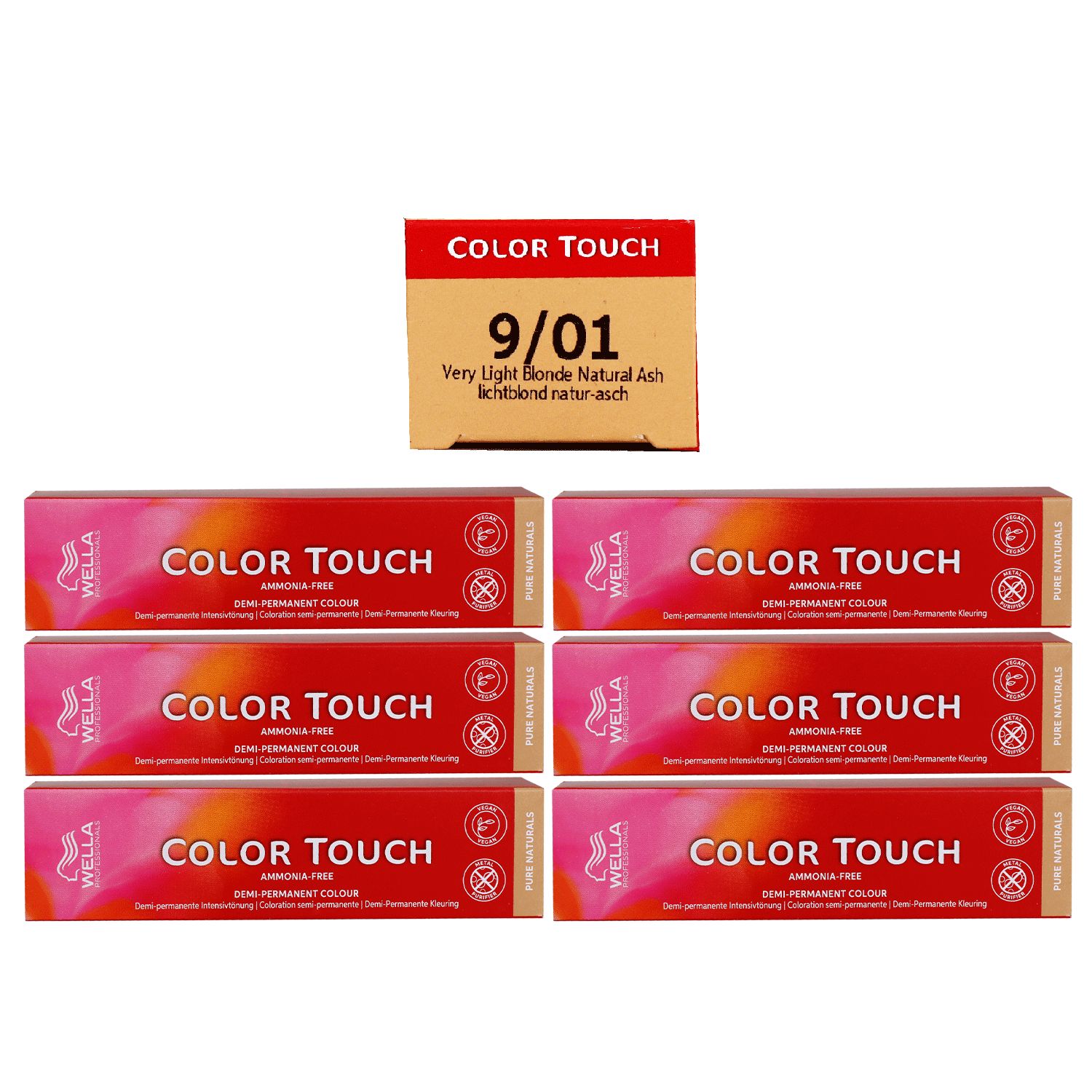 Wella Color Touch 6 x 60 ml 9/01 lichtblond natur asch Set
