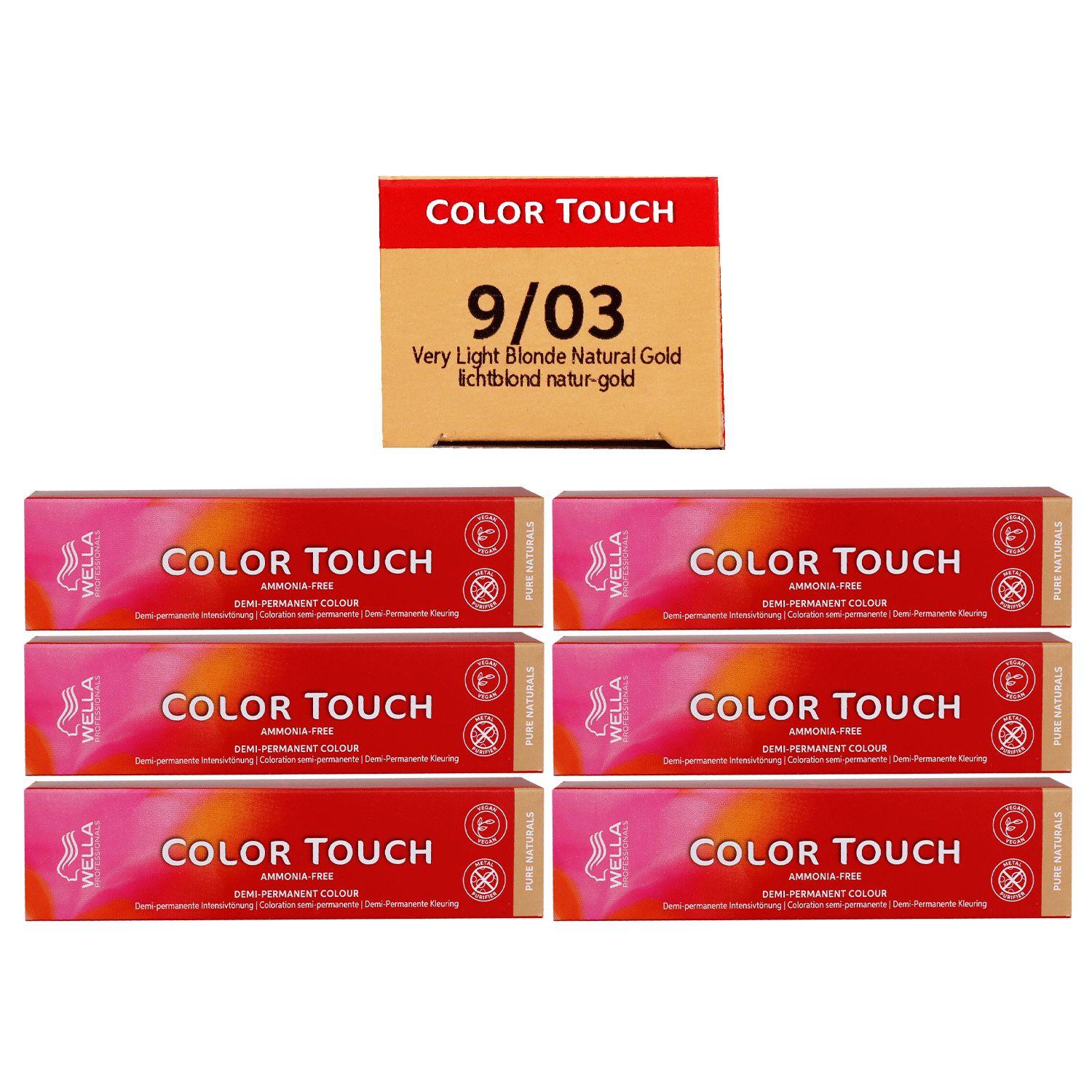 Wella Color Touch 6 x 60 ml 9/03 lichtblond natur gold Set