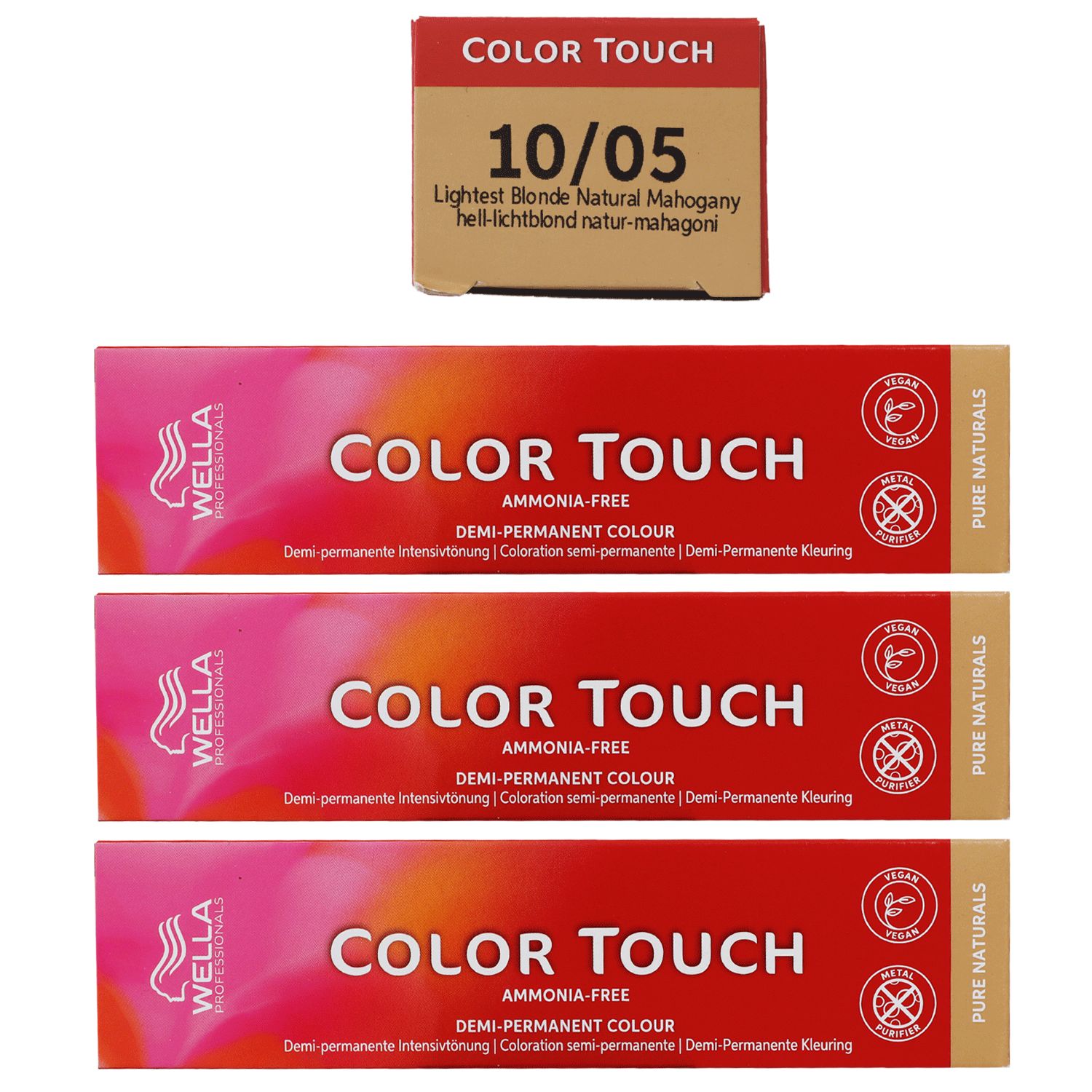 Wella Color Touch 60 ml 3 x 10/05 hell lichtblond natur mahagoni Set
