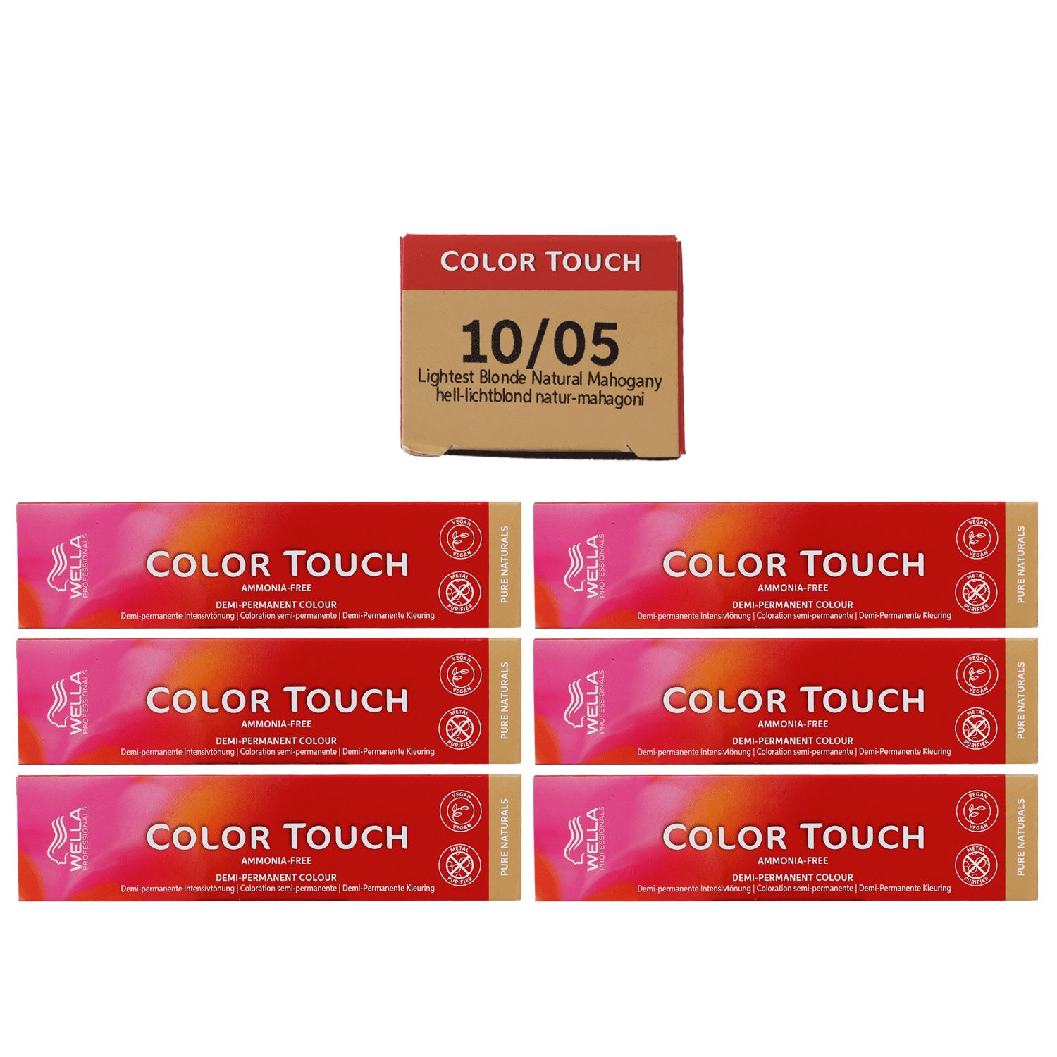 Wella Color Touch 60 ml 6 x 10/05 hell lichtblond natur mahagoni Set