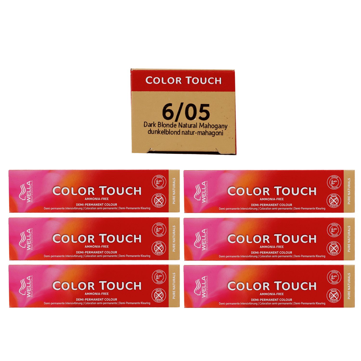 Wella Color Touch 60 ml 6 x 6/05 dunkelblond natur mahagoni Set