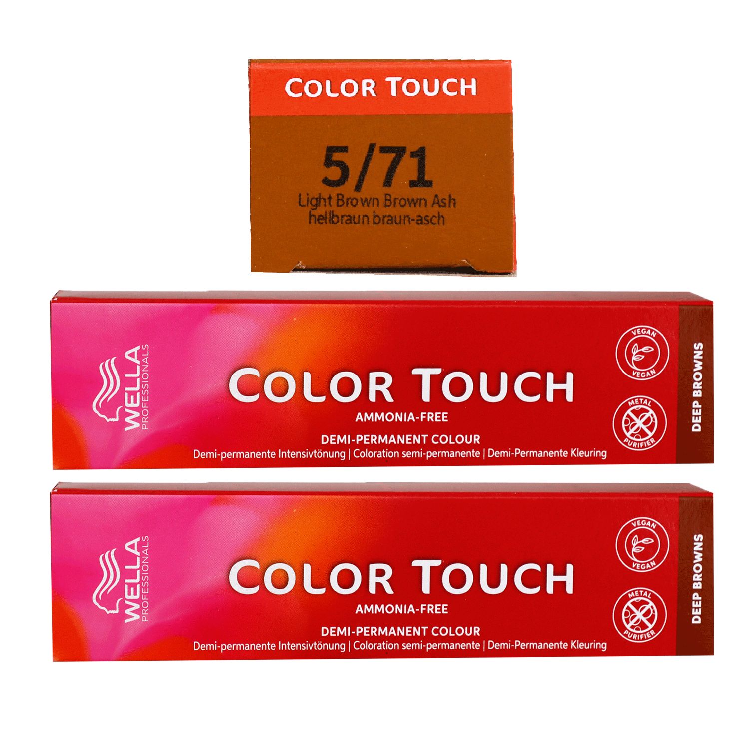 Wella Color Touch Deep Browns 2 x 60 ml 5/71 hellbraun braun asch Set