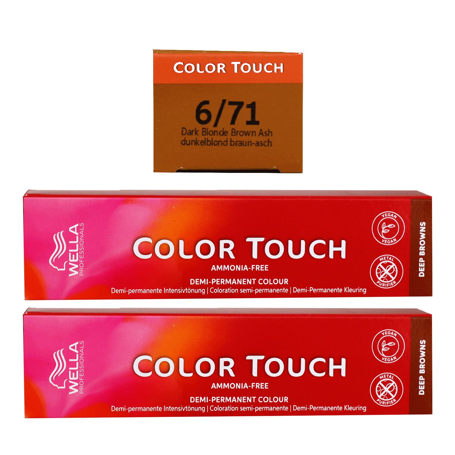 Wella Color Touch Deep Browns 2 x 60 ml 6/71 dunkelblond braun asch Set