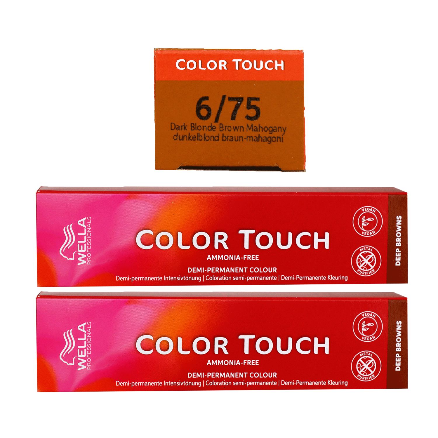 Wella Color Touch Deep Browns 2 x 60 ml 6/75 dunkelblond braun mahagoni Set