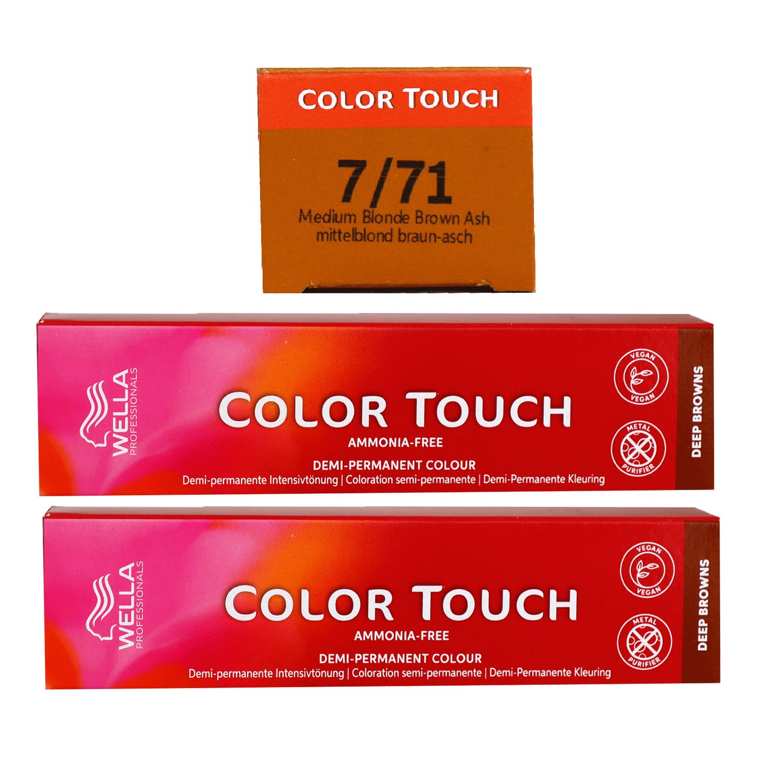 Wella Color Touch Deep Browns 2 x 60 ml 7/71 mittelblond braun asch Set
