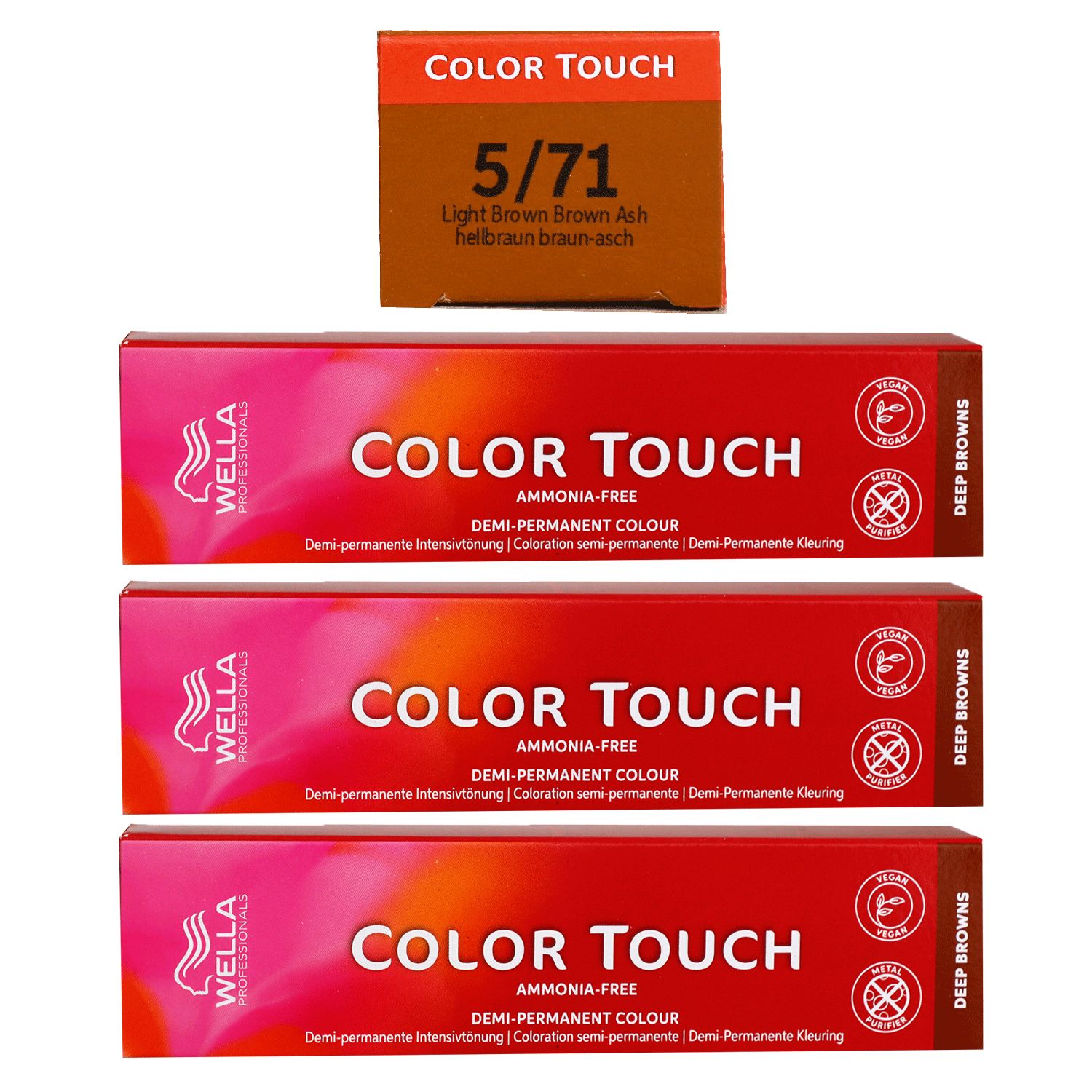 Wella Color Touch Deep Browns 3 x 60 ml 5/71 hellbraun braun asch Set