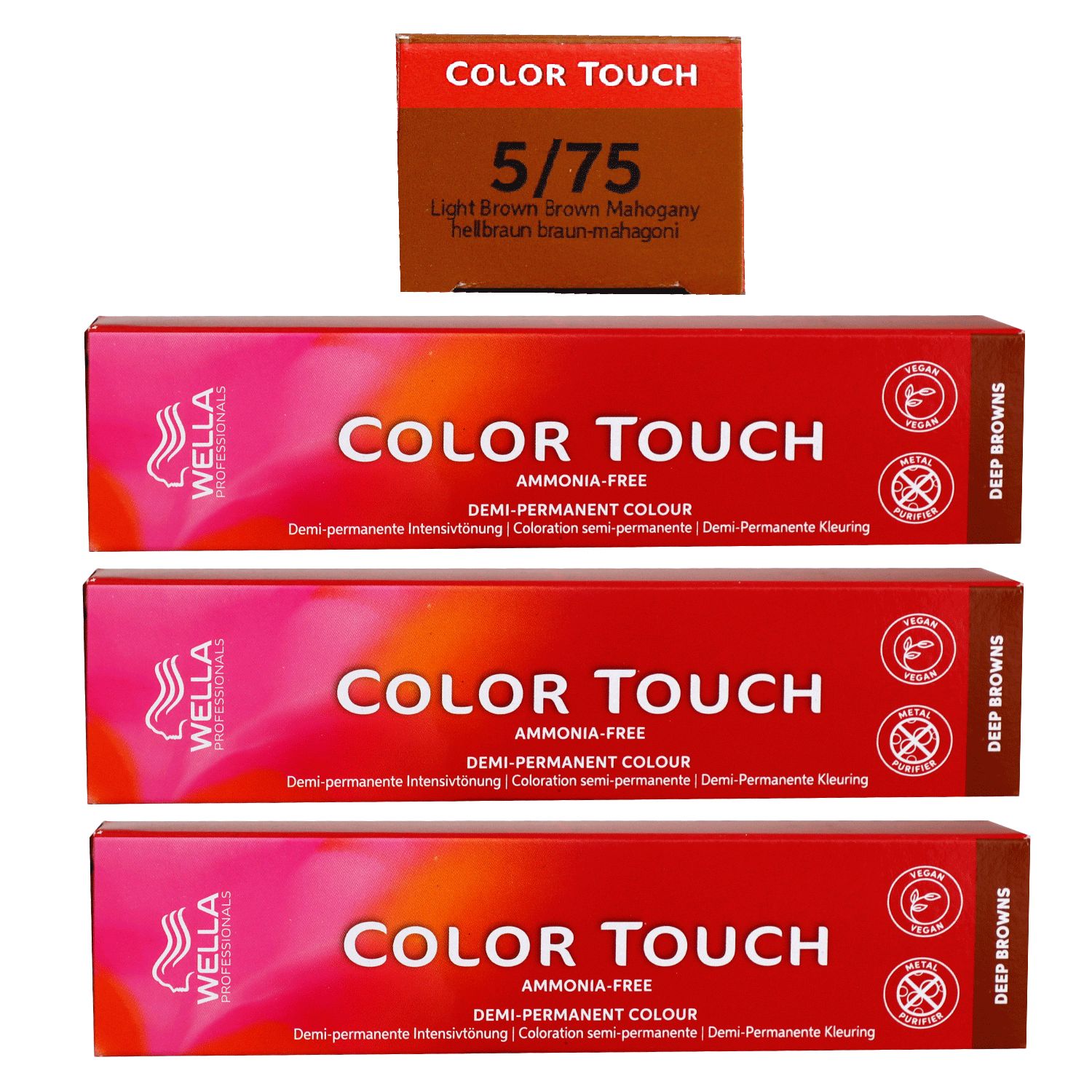 Wella Color Touch Deep Browns 3 x 60 ml 5/75 hellbraun braun mahagoni Set