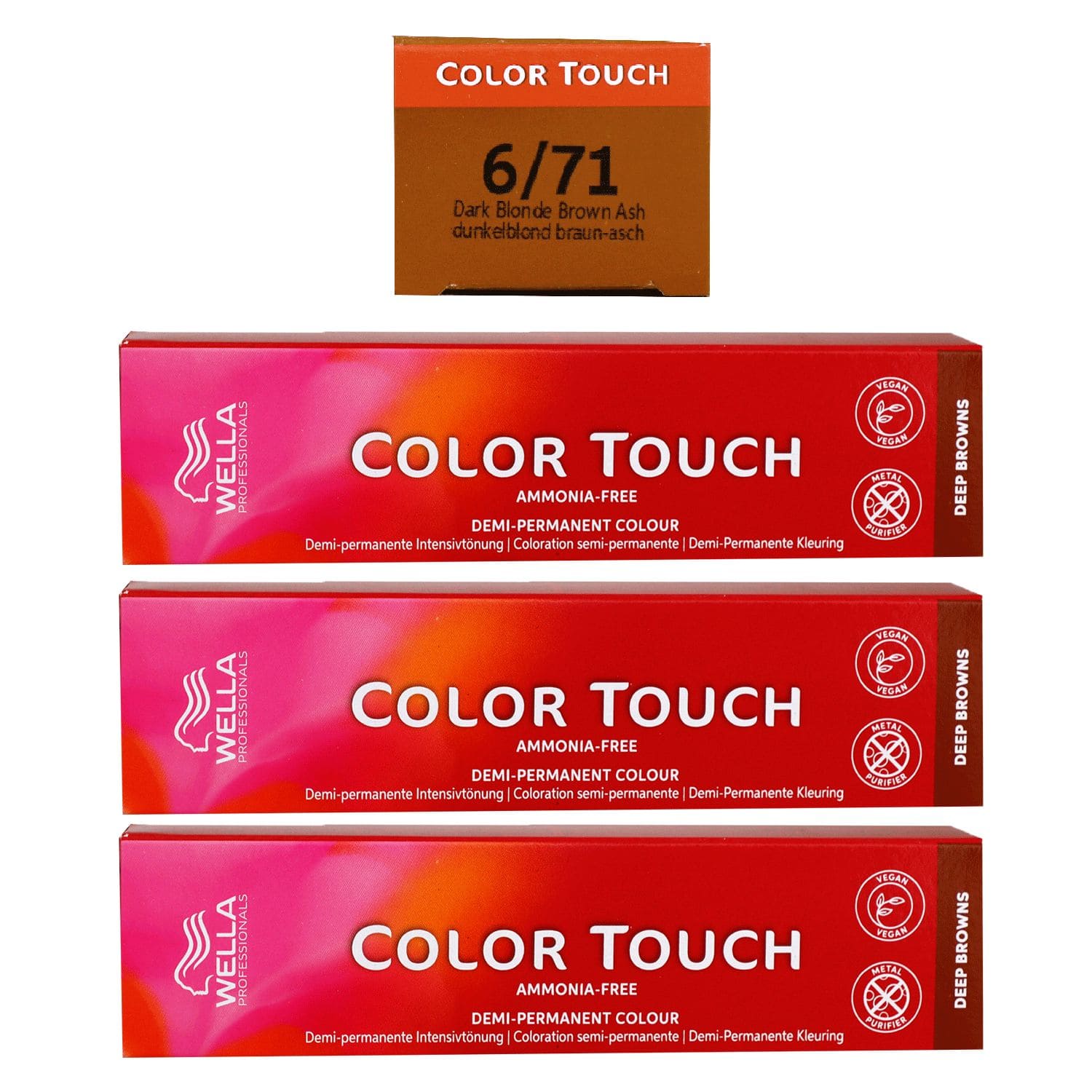 Wella Color Touch Deep Browns 3 x 60 ml 6/71 dunkelblond braun asch Set