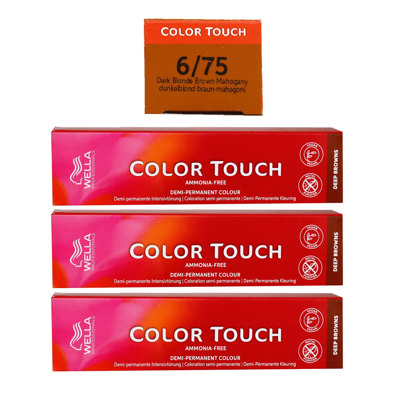 Wella Color Touch Deep Browns 3 x 60 ml 6/75 dunkelblond braun mahagoni Set
