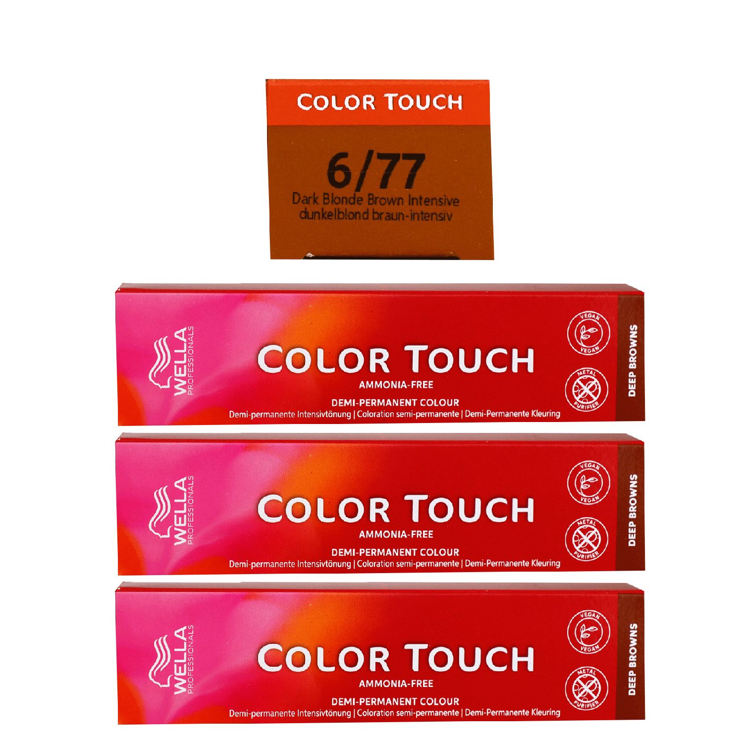 Wella Color Touch Deep Browns 3 x 60 ml 6/77 dunkelblond braun-intensiv Set