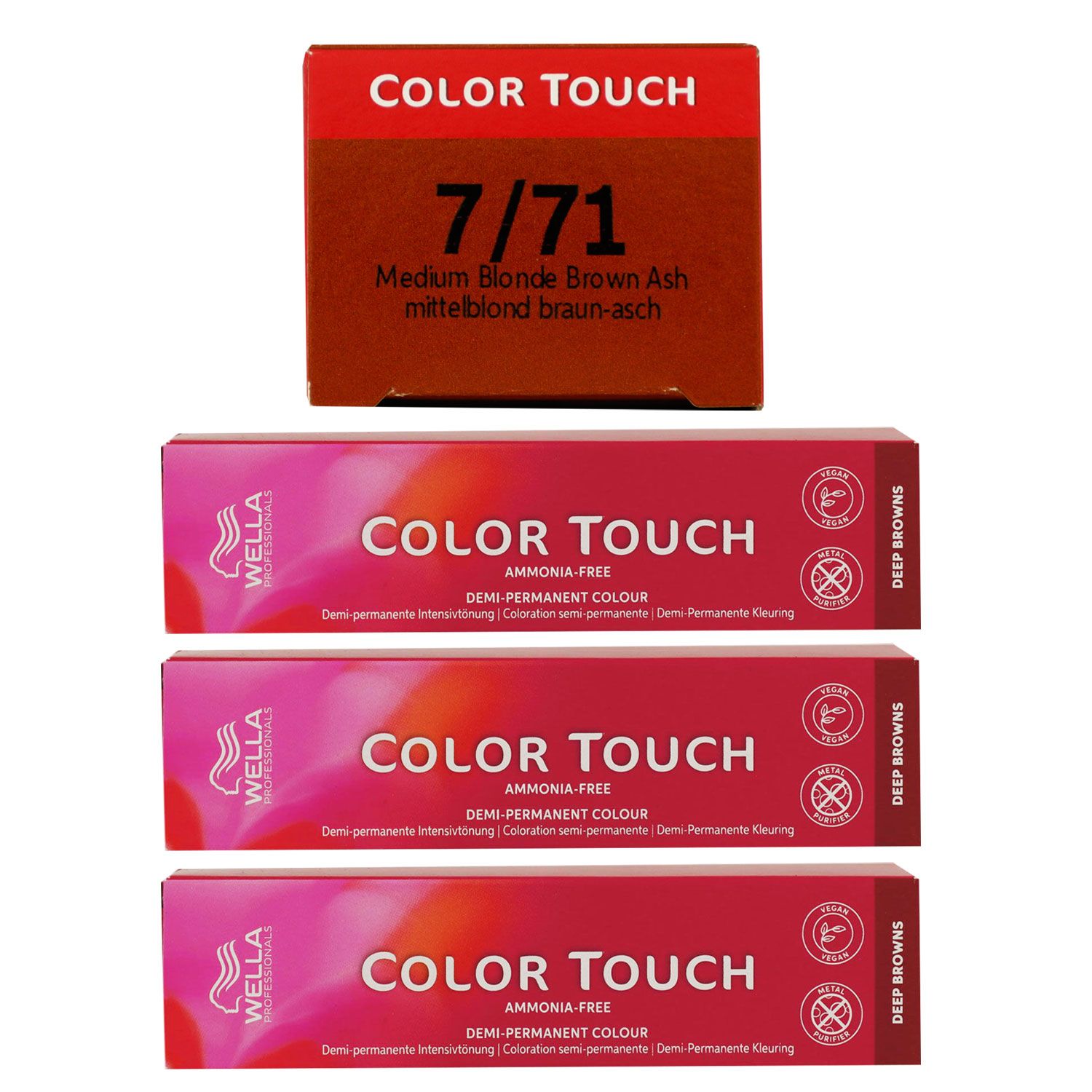 Wella Color Touch Deep Browns 3 x 60 ml 7/71 mittelblond braun asch Set