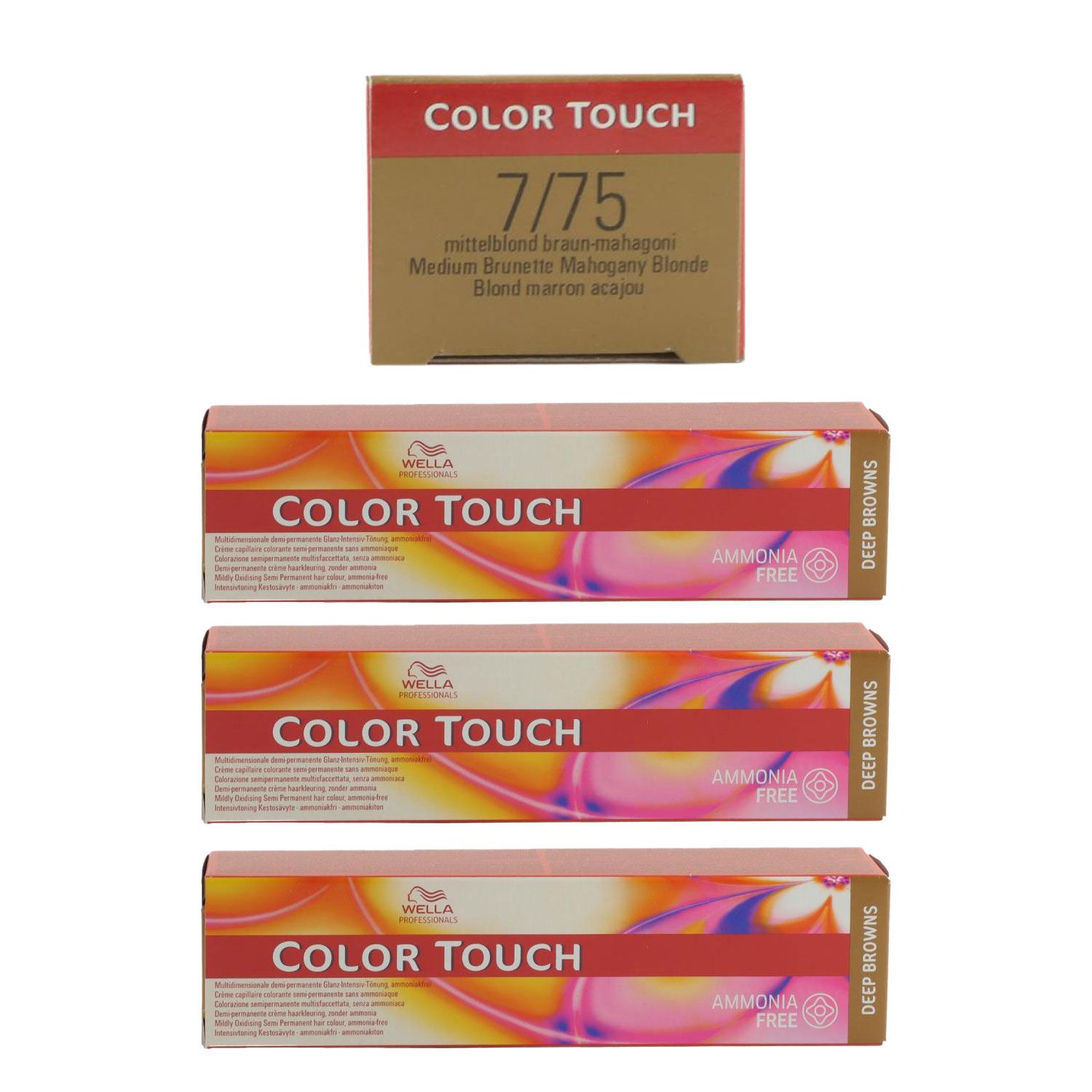 Wella Color Touch Deep Browns 3 x 60 ml 7/75 mittelblond braun mahagoni Set