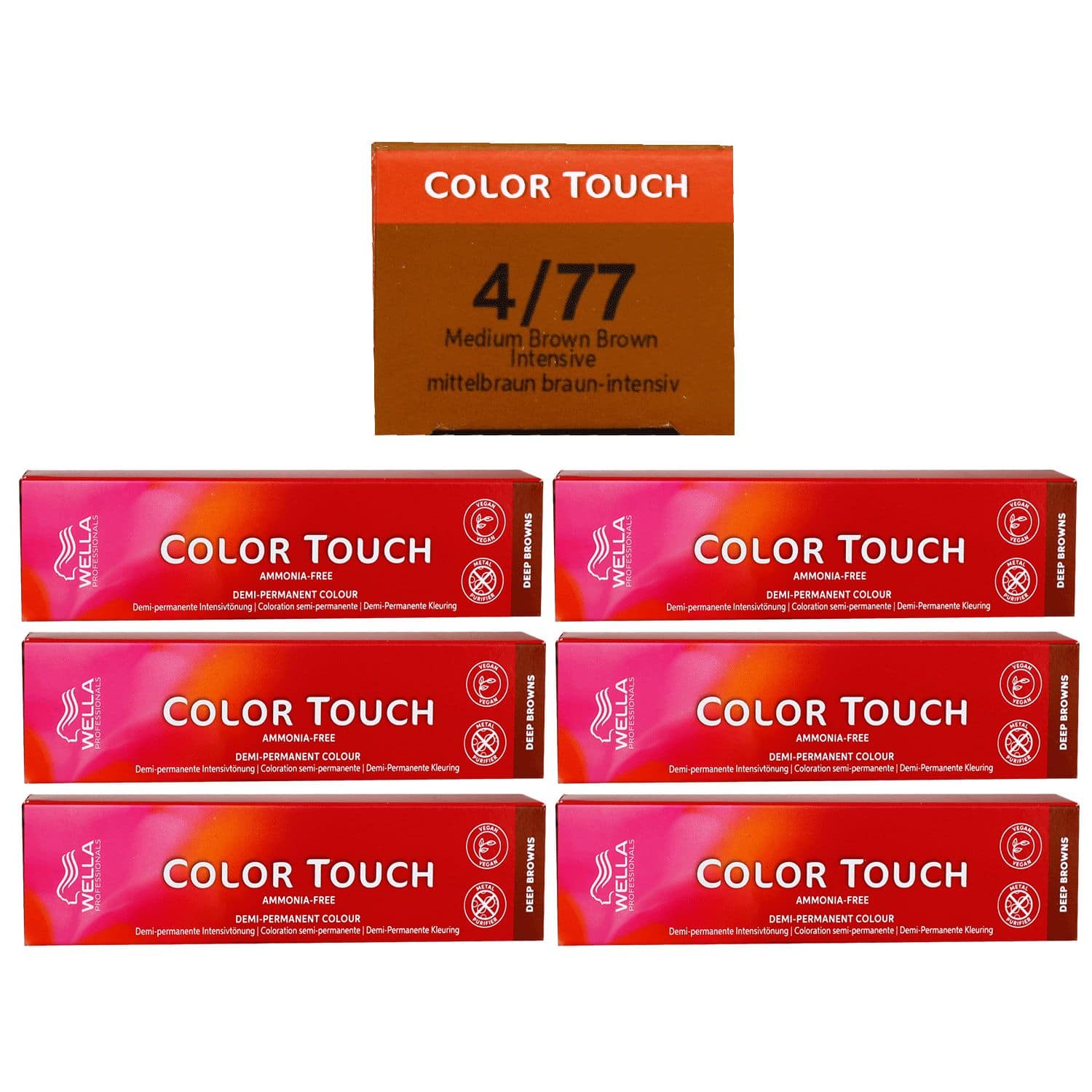 Wella Color Touch Deep Browns 6 x 60 ml 4/77 mittelbraun braun-intensiv Set