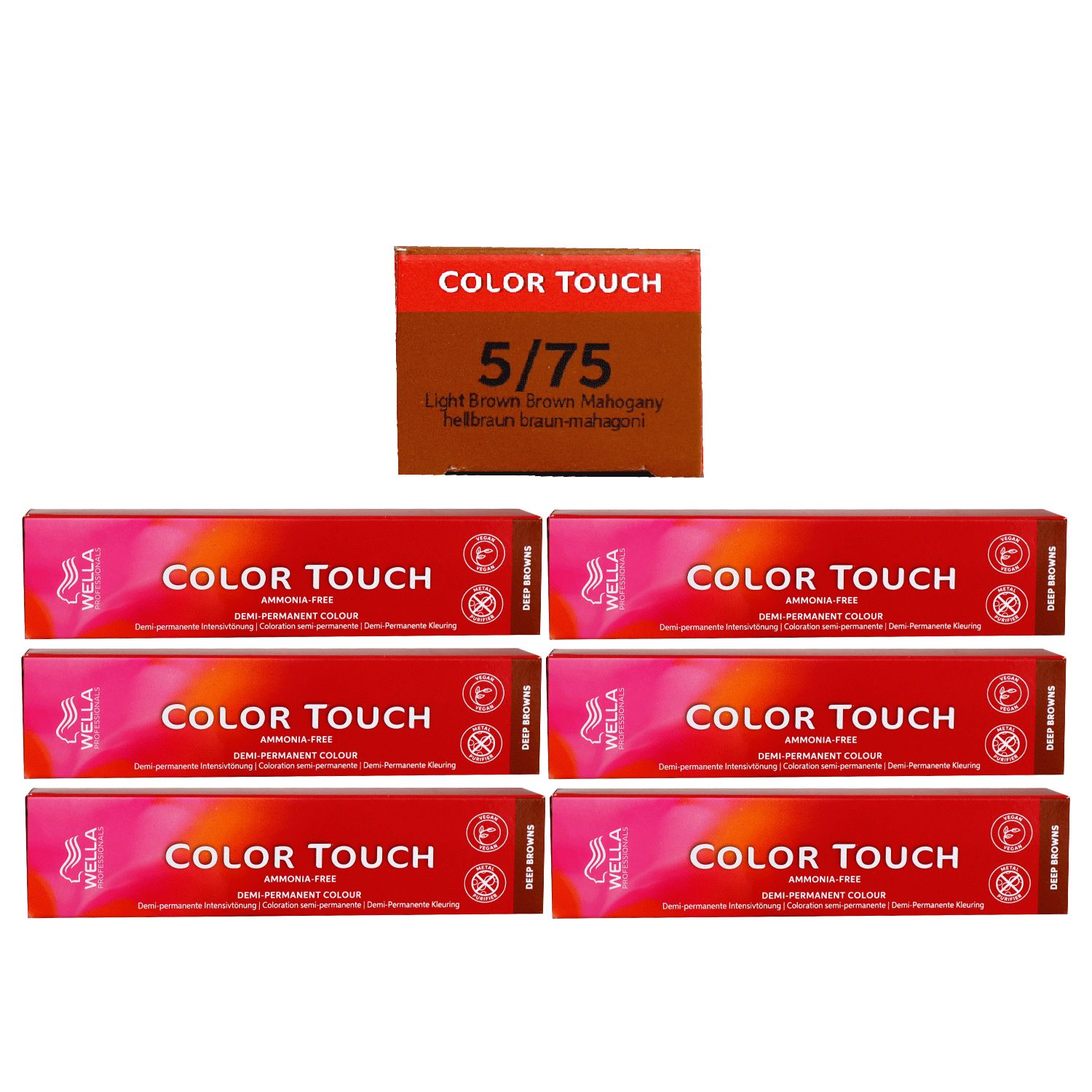 Wella Color Touch Deep Browns 6 x 60 ml 5/75 hellbraun braun mahagoni Set