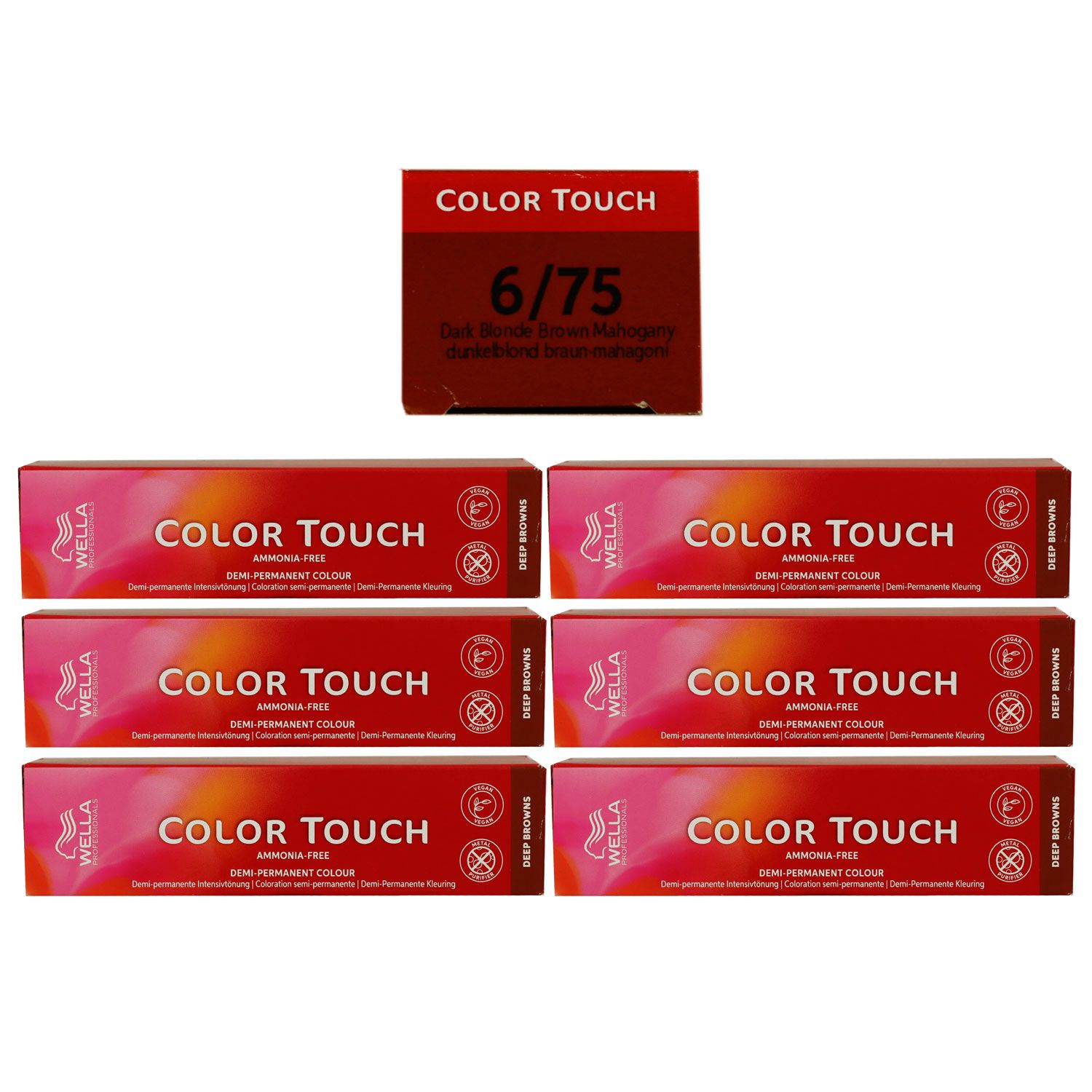 Wella Color Touch Deep Browns 6 x 60 ml 6/75 dunkelblond braun mahagoni Set