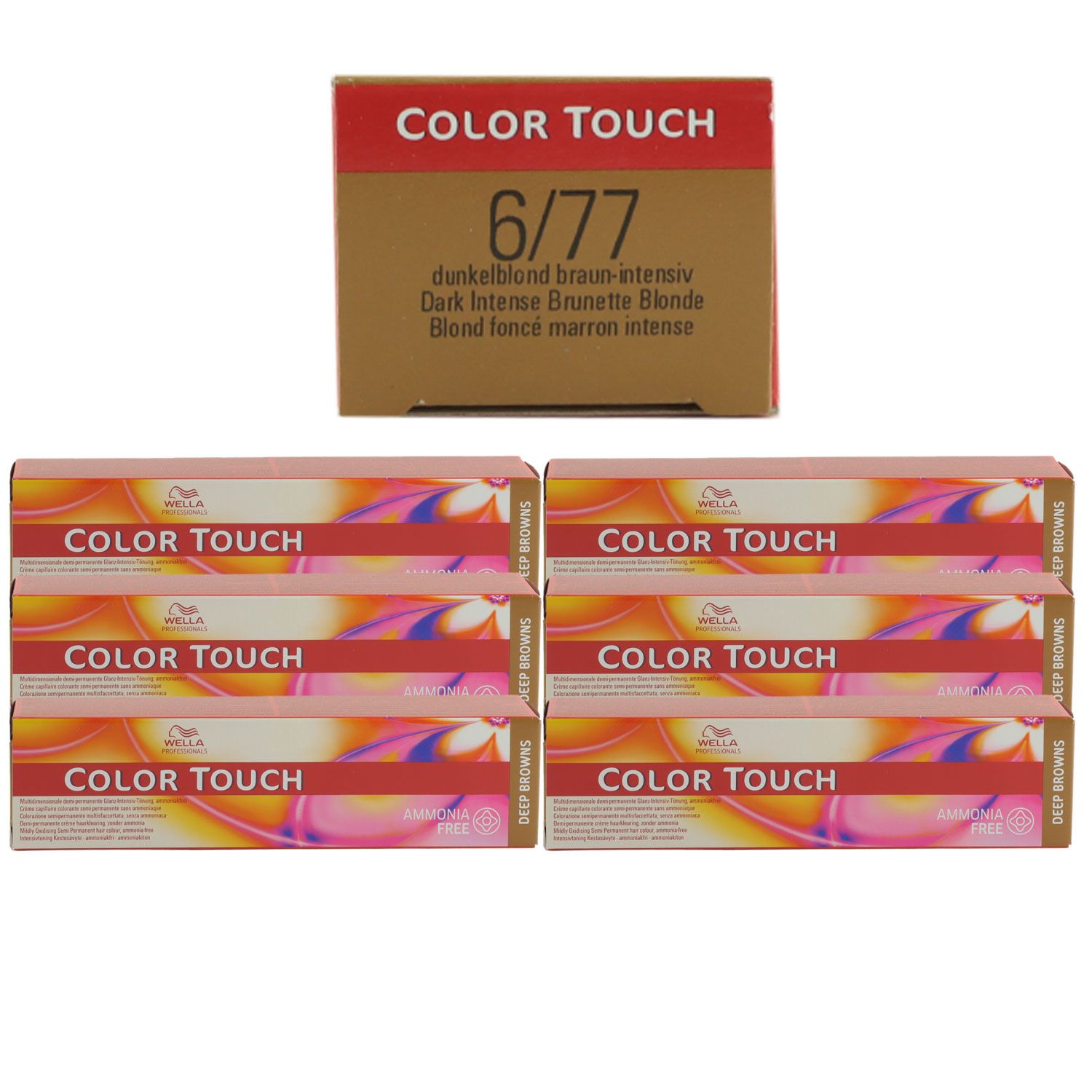 Wella Color Touch Deep Browns 6 x 60 ml 6/77 dunkelblond braun-intensiv Set