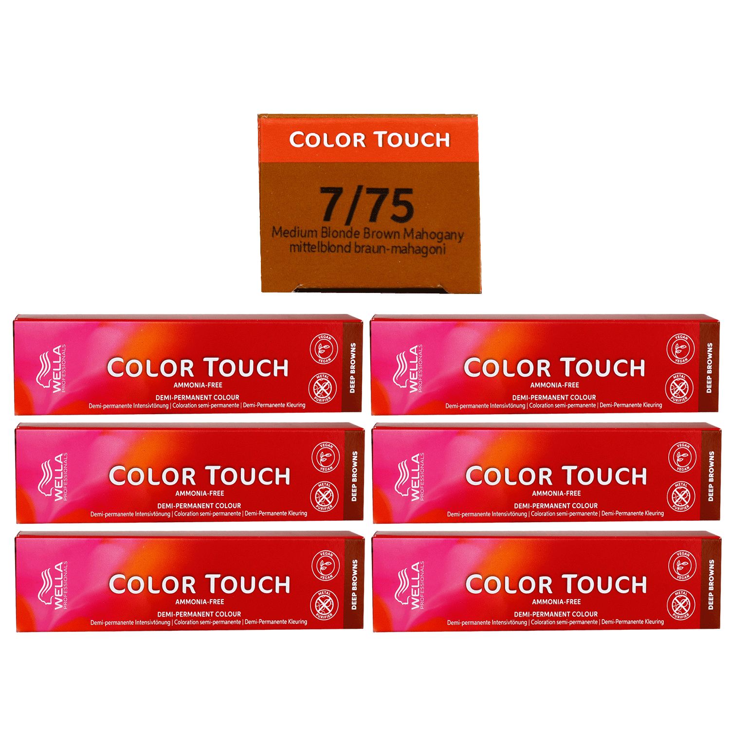 Wella Color Touch Deep Browns 6 x 60 ml 7/75 mittelblond braun mahagoni Set
