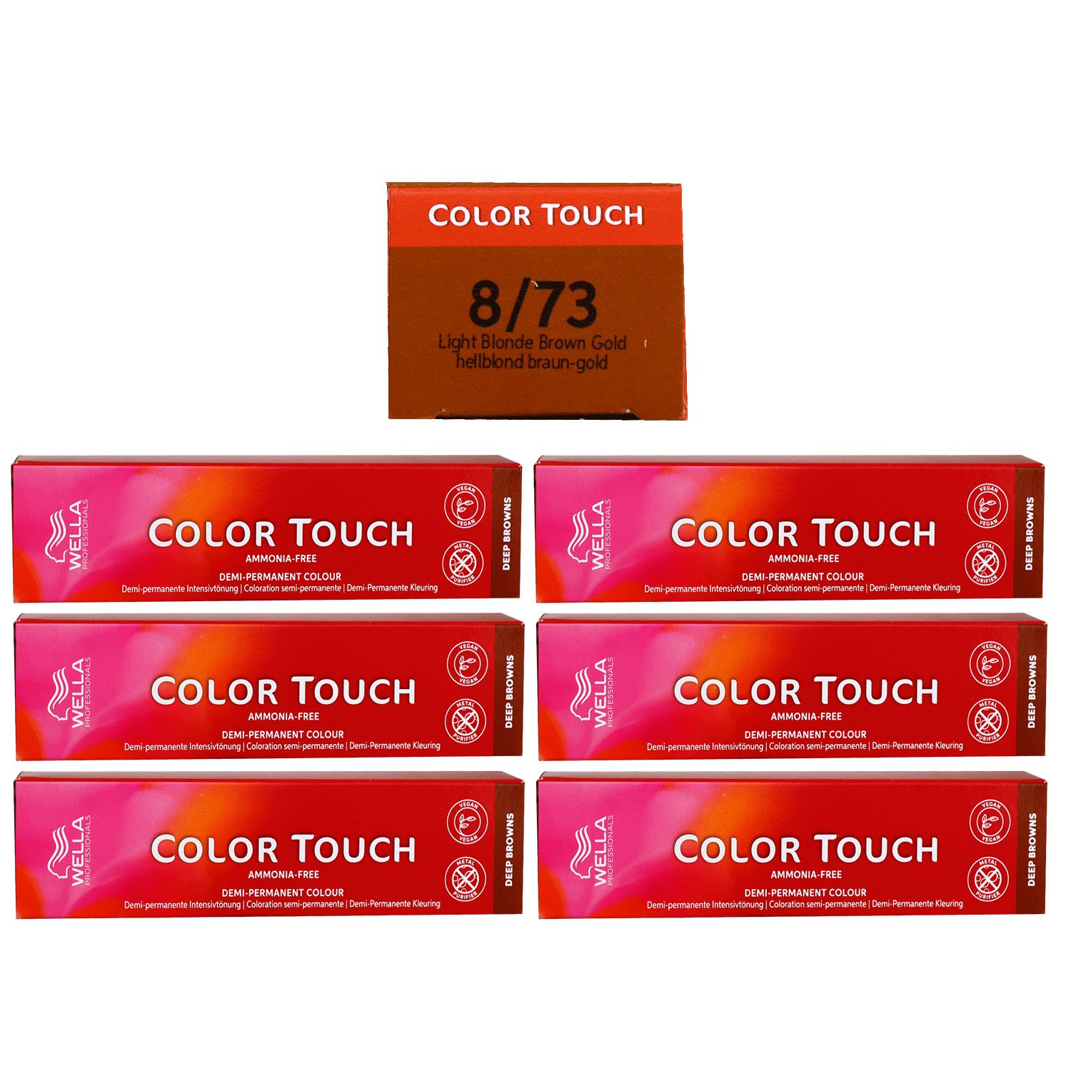 Wella Color Touch Deep Browns 6 x 60 ml 8/73 hellblond braun gold Set