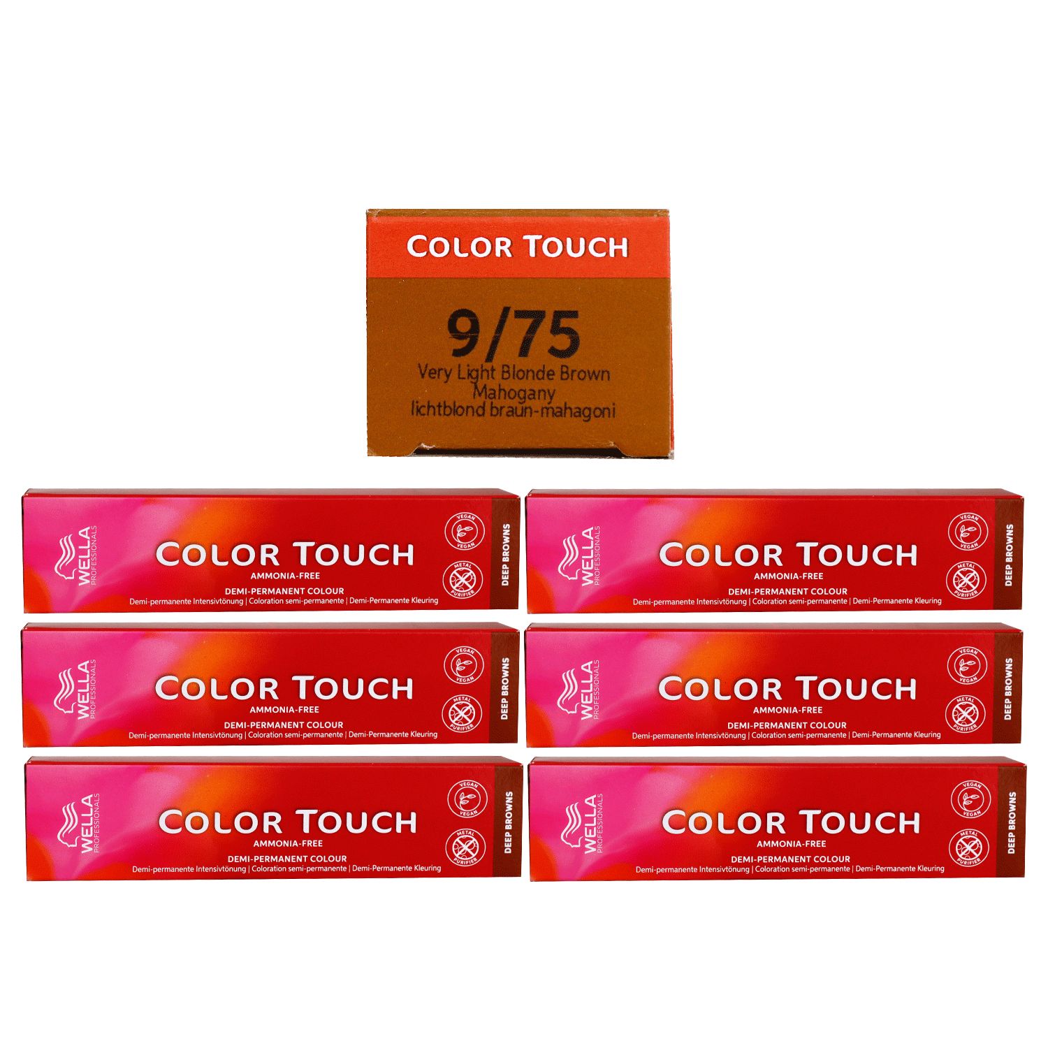 Wella Color Touch Deep Browns 6 x 60 ml 9/75 lichtblond braun mahagoni Set