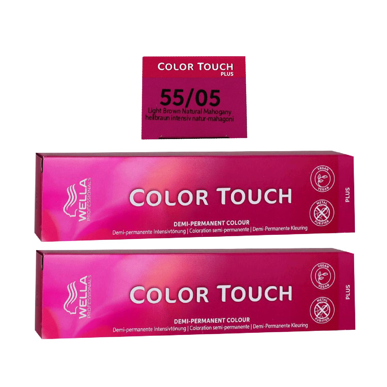 Wella Color Touch Plus 2 x 60 ml 55/05 hellbraun intensiv natur mahagoni Intensivt�nung Set