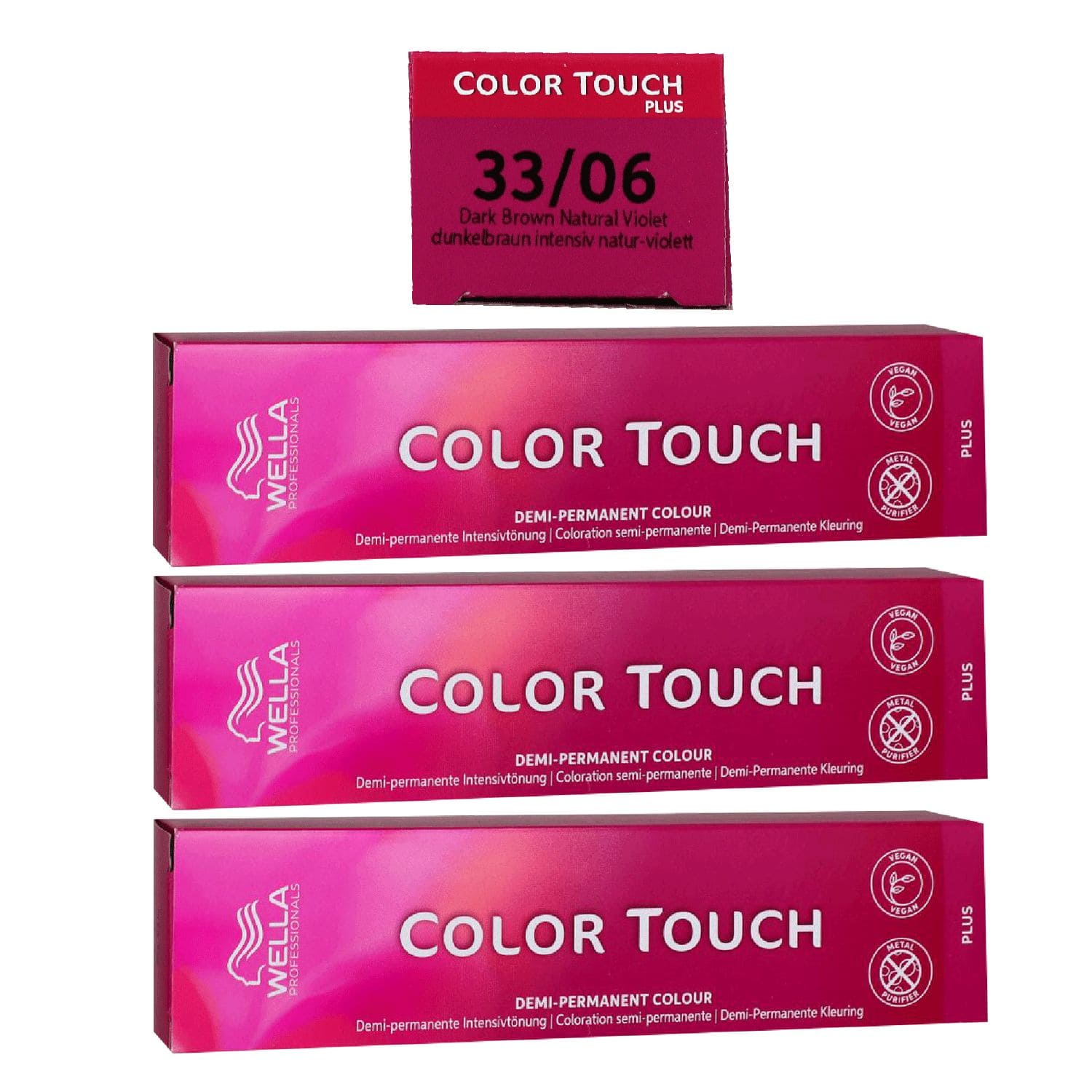 Wella Color Touch Plus 3 x 60 ml 33/06 dunkelbraun intensiv natur violett Intensivt�nung Set