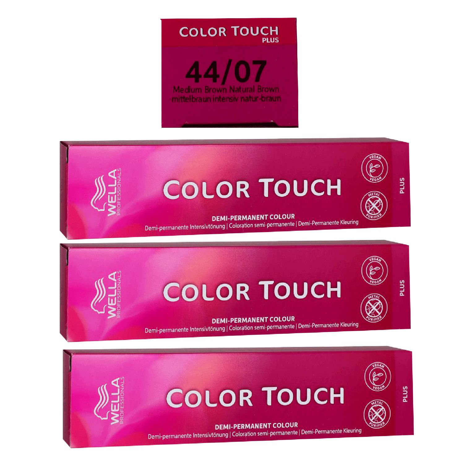 Wella Color Touch Plus 3 x 60 ml 44/07 mittelbraun intensiv natur braun Intensivt�nung Set