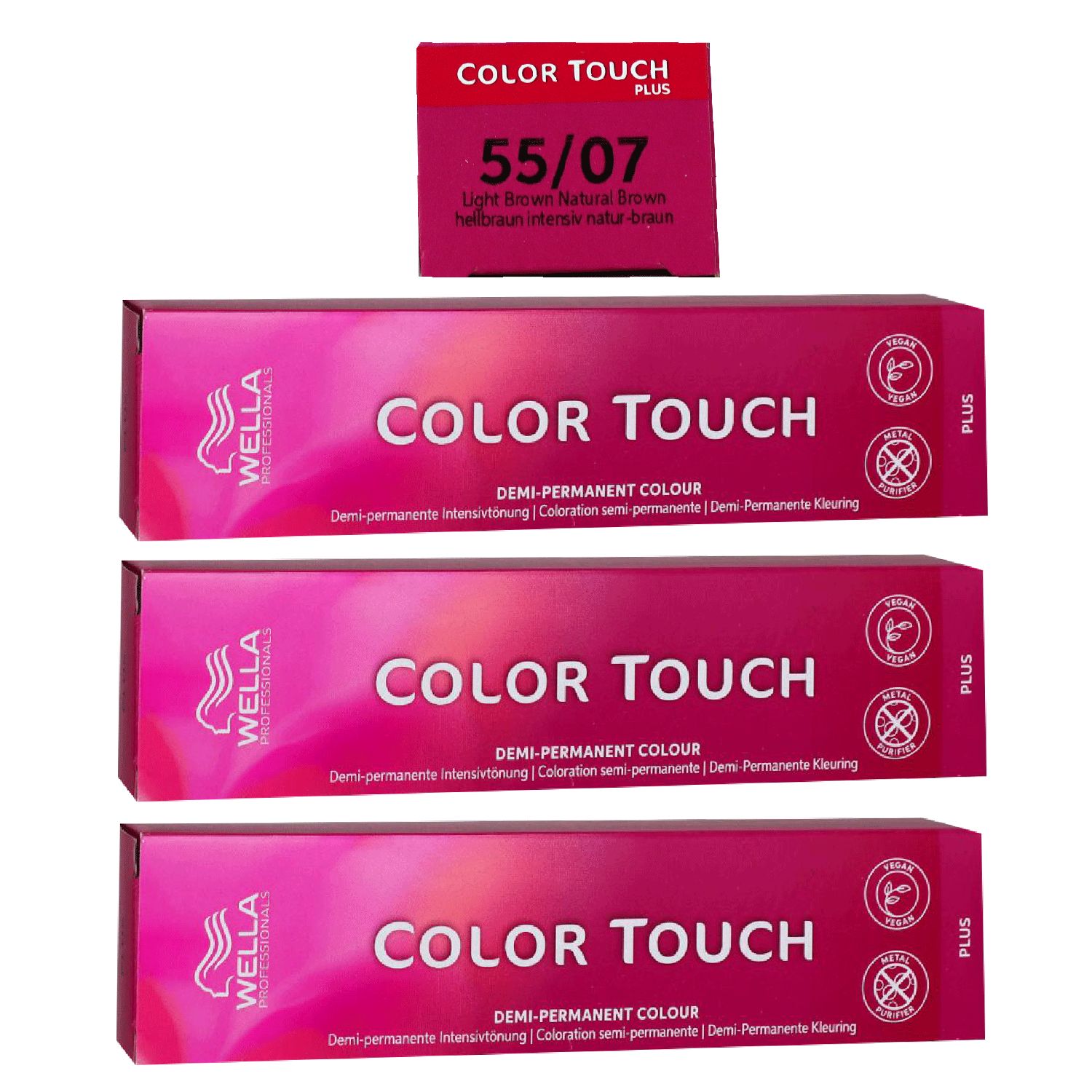 Wella Color Touch Plus 3 x 60 ml 55/07 hellbraun intensiv natur braun Intensivt�nung Set