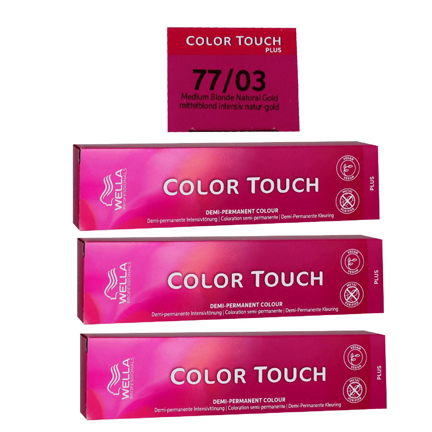 Wella Color Touch Plus 3 x 60 ml 77/03 mittelblond intensiv natur gold Intensivt�nung Set