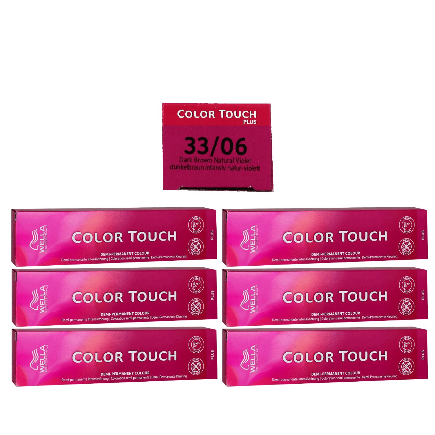 Wella Color Touch Plus 6 x 60 ml 33/06 dunkelbraun intensiv natur violett Intensivt�nung Set