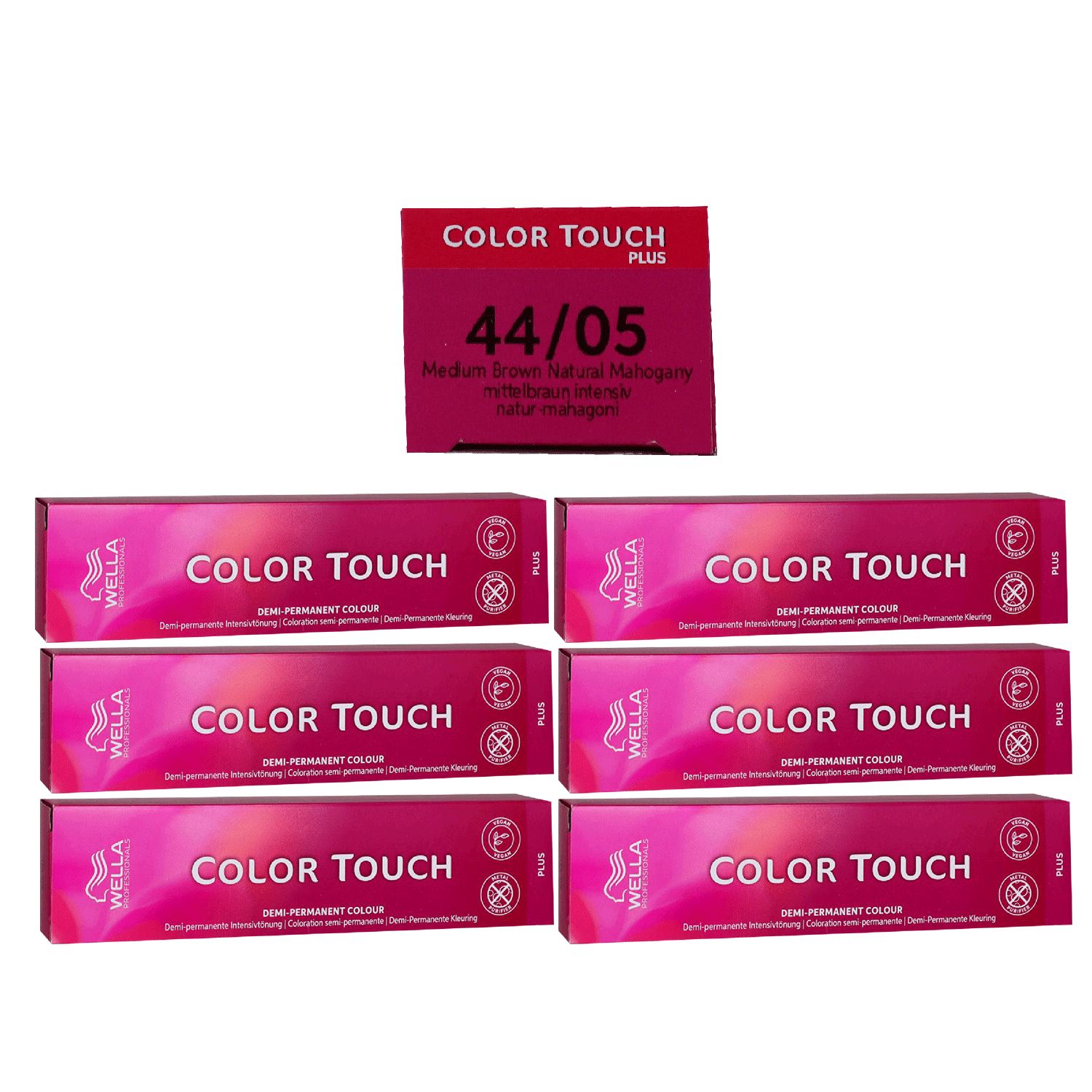 Wella Color Touch Plus 6 x 60 ml 44/05 mittelbraun intensiv natur mahagoni Intensivt�nung Set